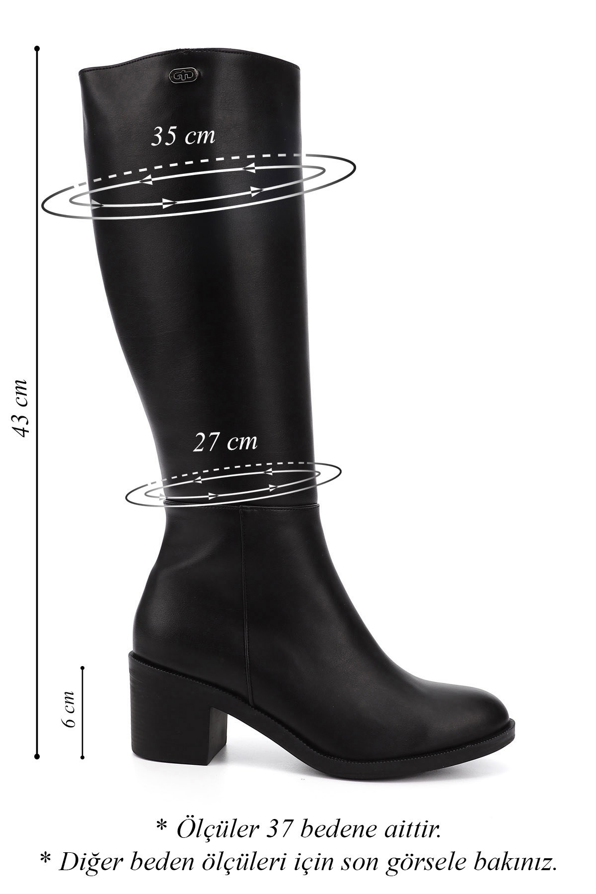 Black boots with thick heel and zipper for women/girls