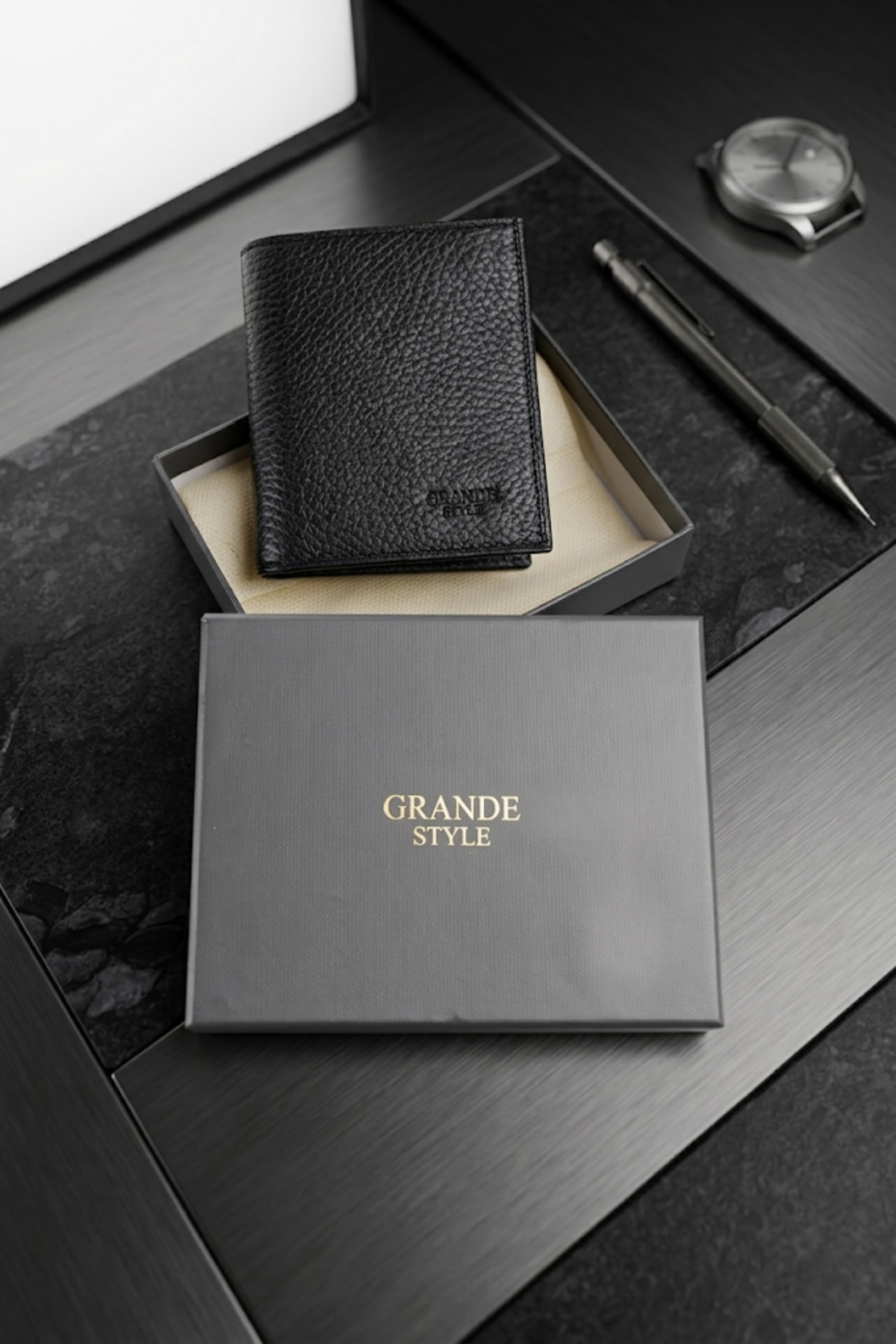 Grande Style 01485 Erkek Hakiki Deri Cüzdan SİYAH