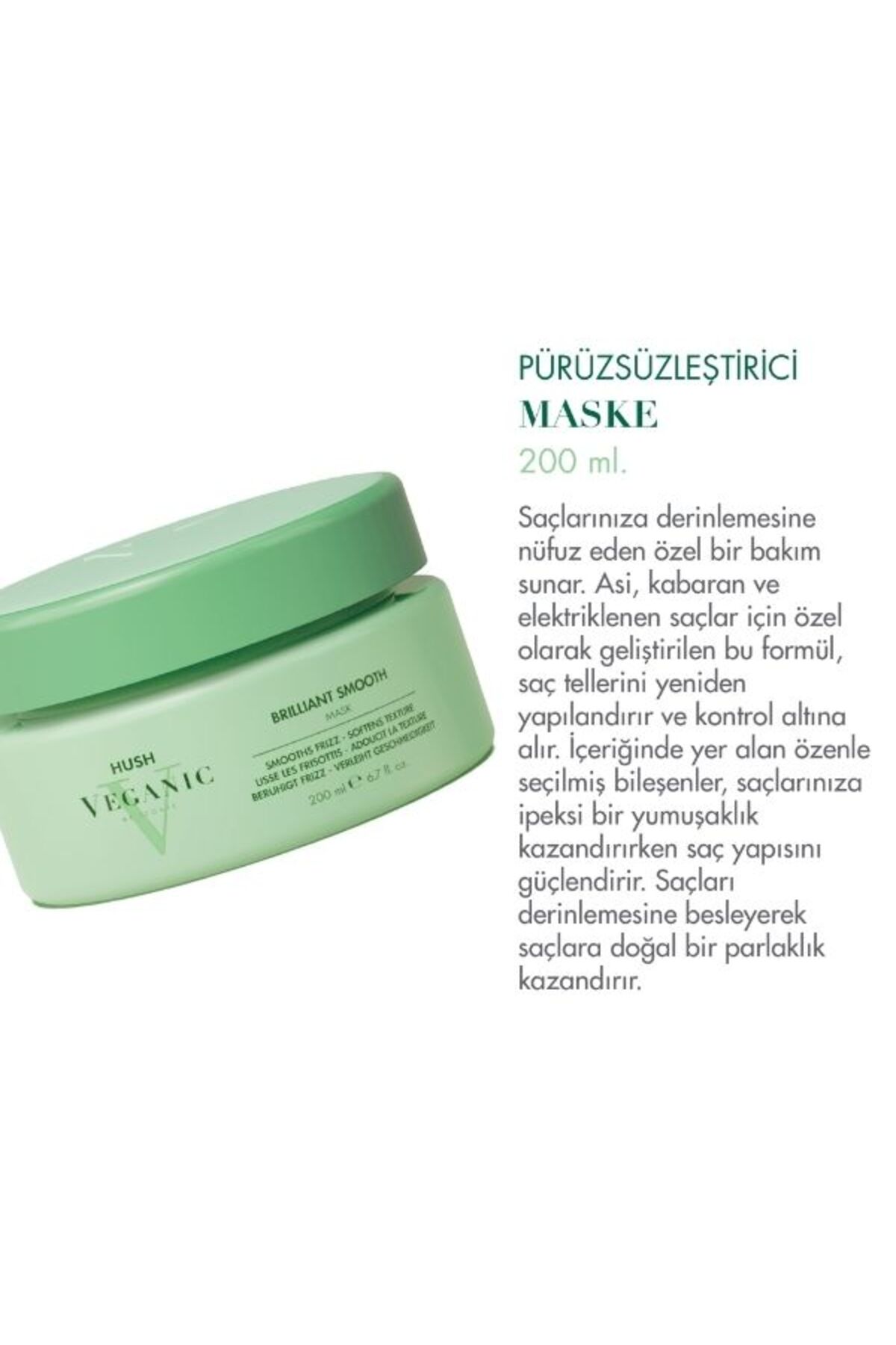 Veganic Brilliant Smooth Kabaran Saçlar İçin Pürüzsüzleştirici Maske 200 ml — 8682035304227 — تصویر 2 از 4
