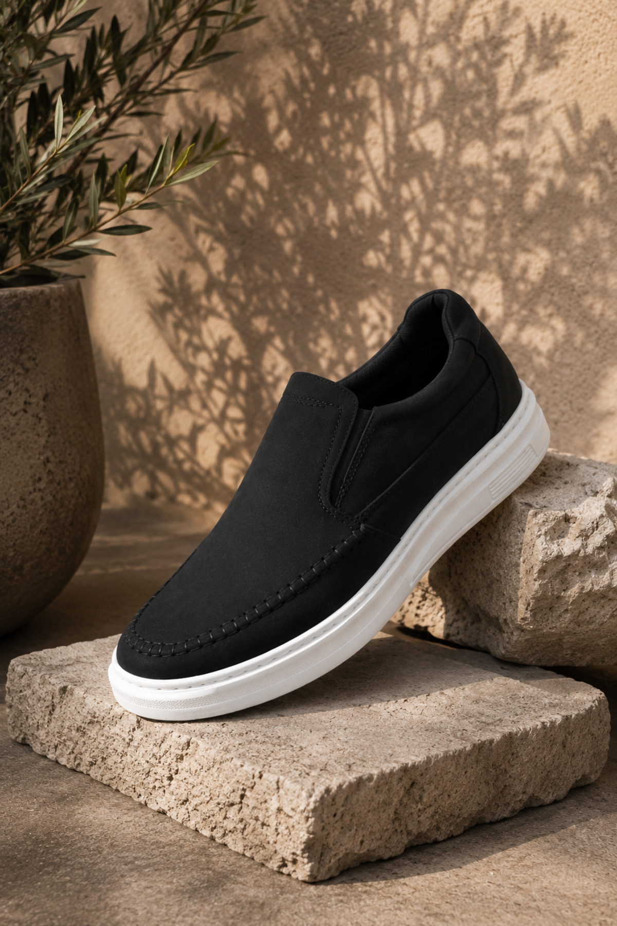 TAZELER.SHOES Erkek Ortopedik Dikişli Taban Rahat Hafif Günlük Siyah Erkek Ayakkabı görsel 6
