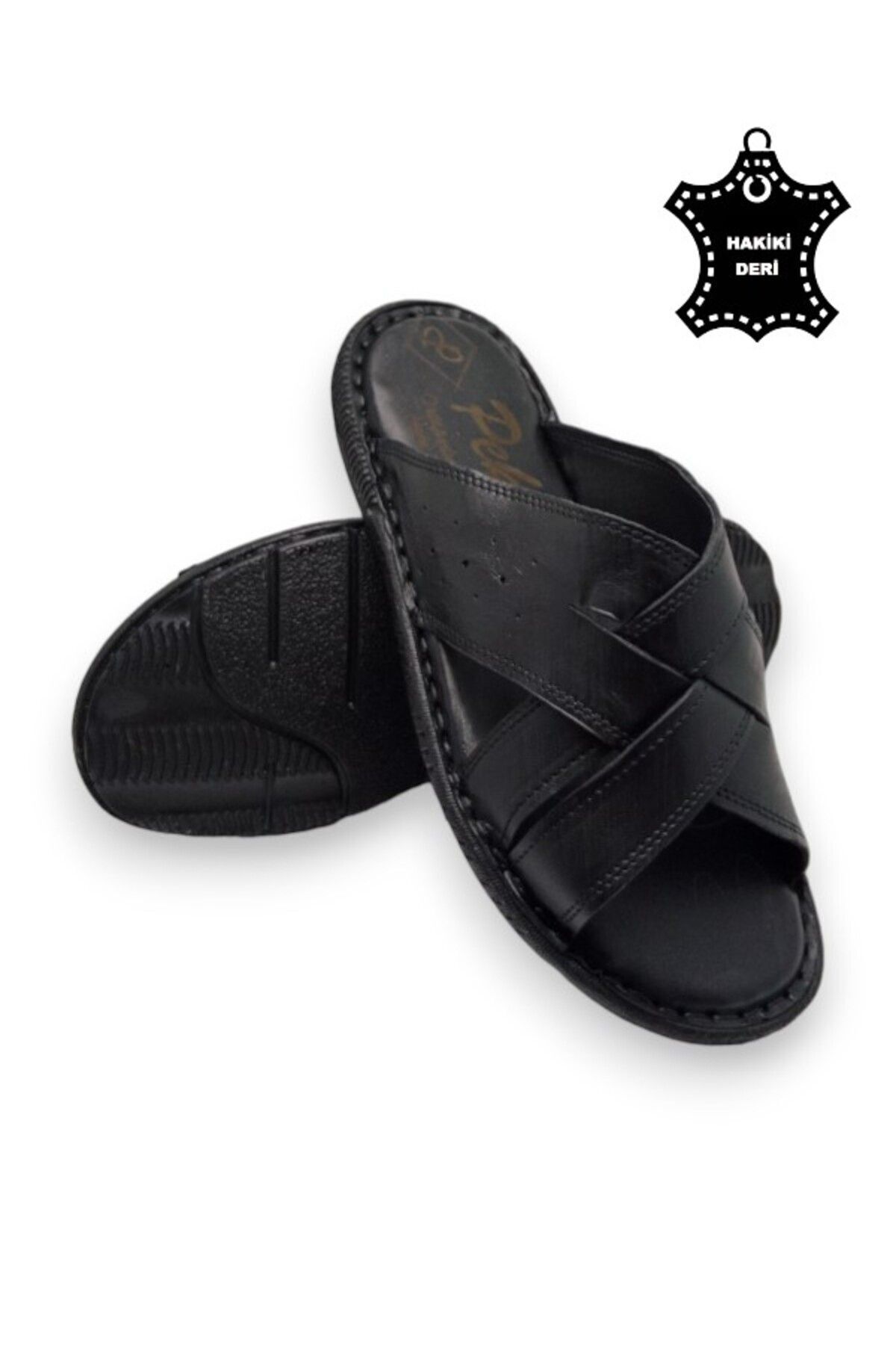 MAGIC SHOES Tamamen Hakiki Deri Ve Topuk Yastıklı Sistemli Ortopedik Erkek Terlik görsel 4
