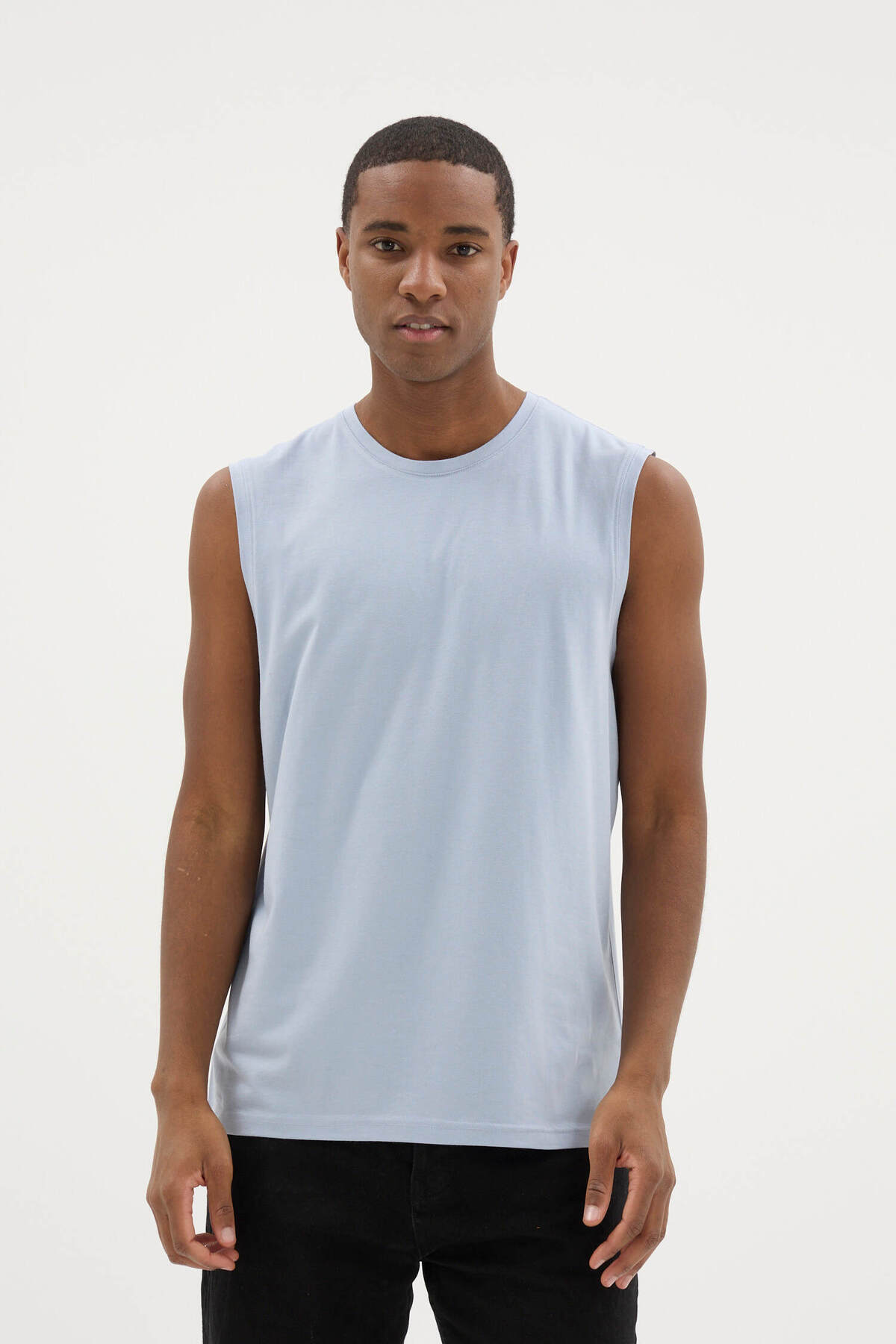 Men's Zero Neck Sleeveless T-Shirt Modal-Cotton