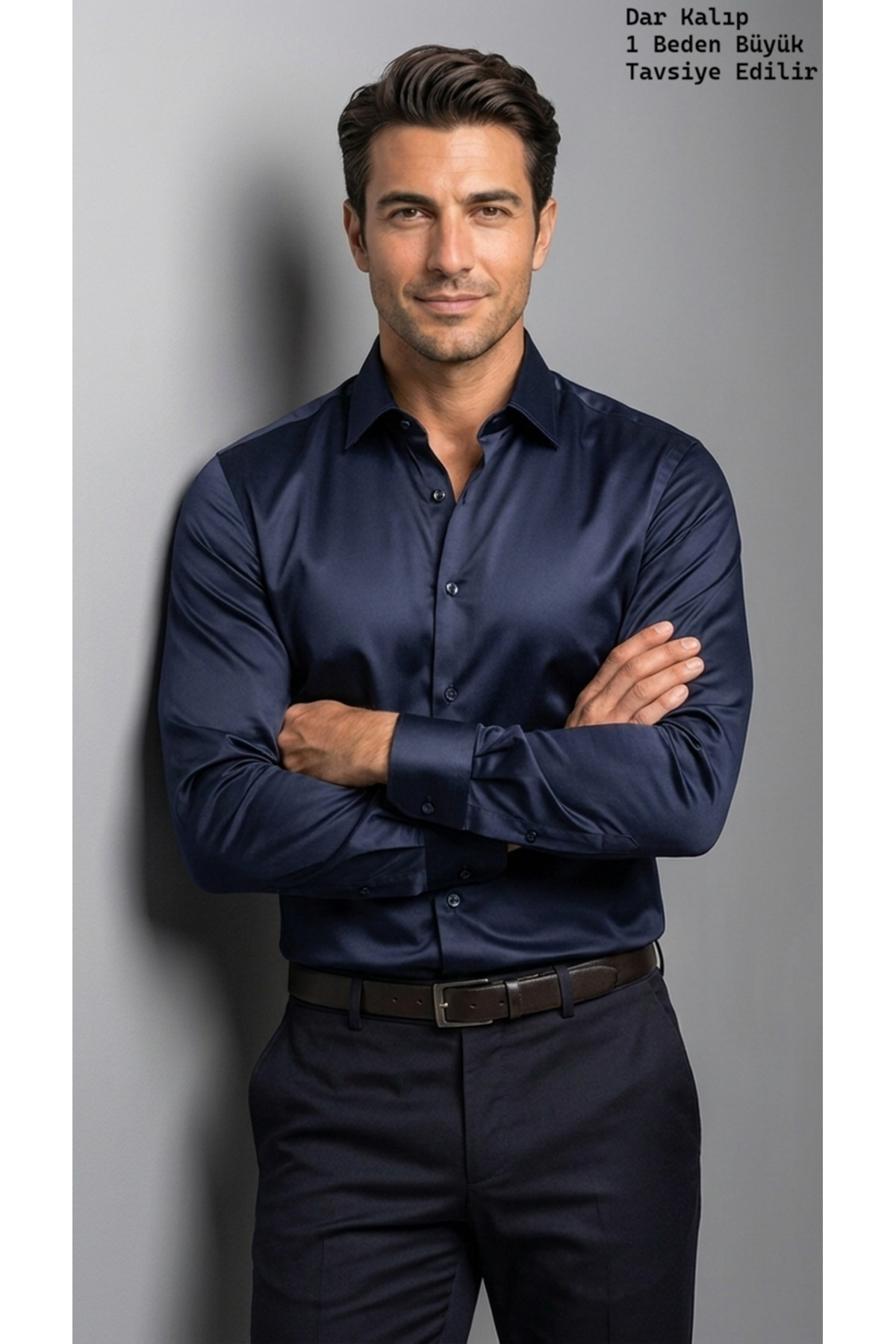 viyamen Erkek Slim Fit Klasik Saten Gömlek Uzun Kollu Modern Kesim