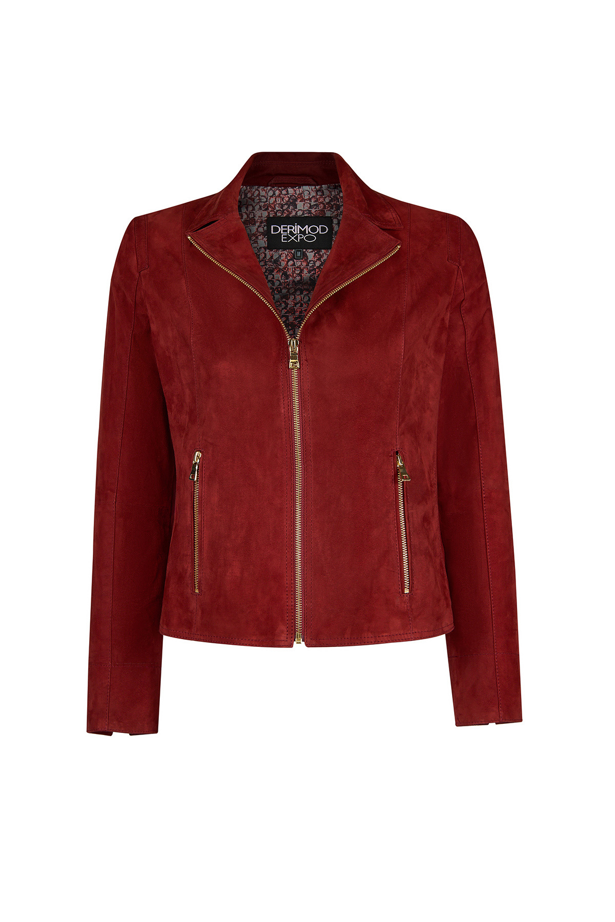 Lara Women's Claret Red Short Suede Leather Jacket 26SGE588110