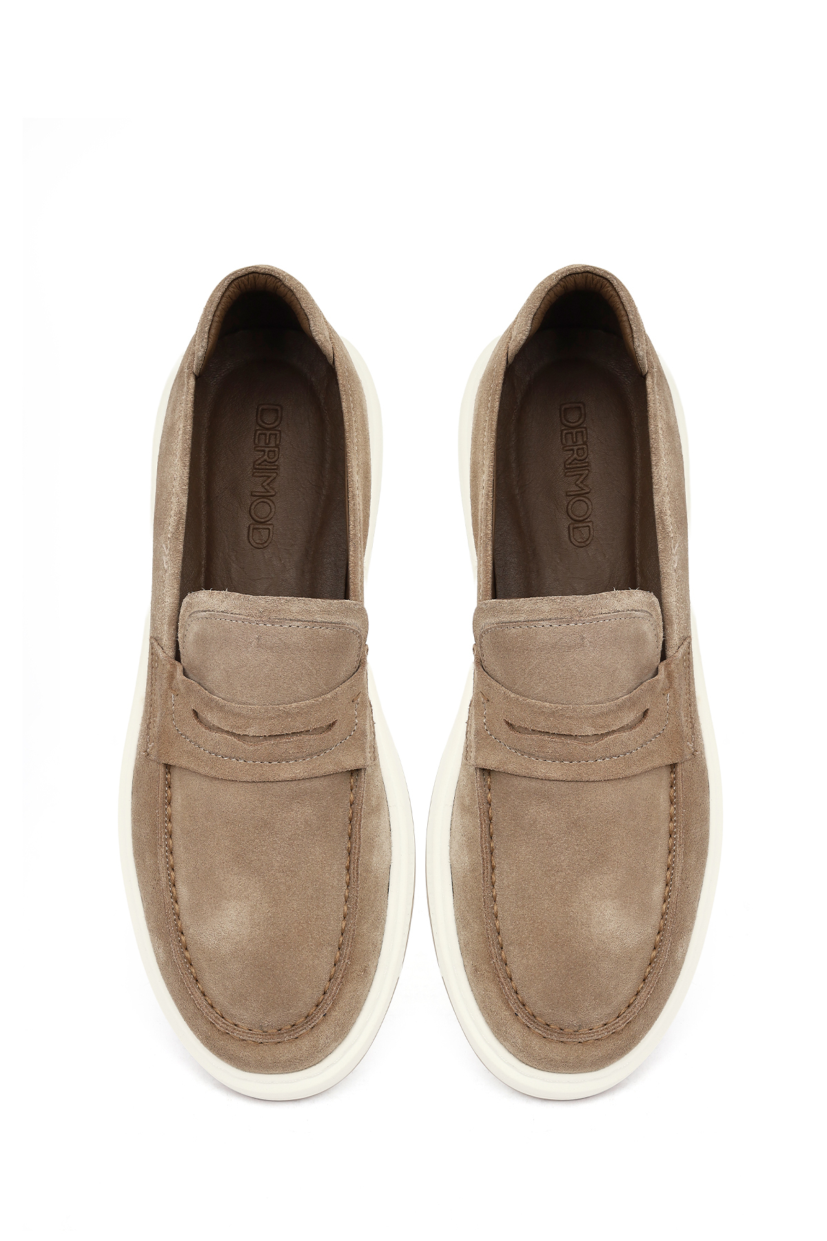 Derimod Erkek Bej Süet Deri Casual Loafer 26SFD602910 görsel 4