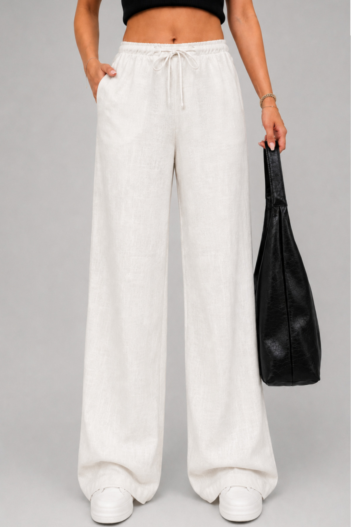 Women's Linen Blend Loose Fit Pants Seasonal Comfortable Fit Palazzo