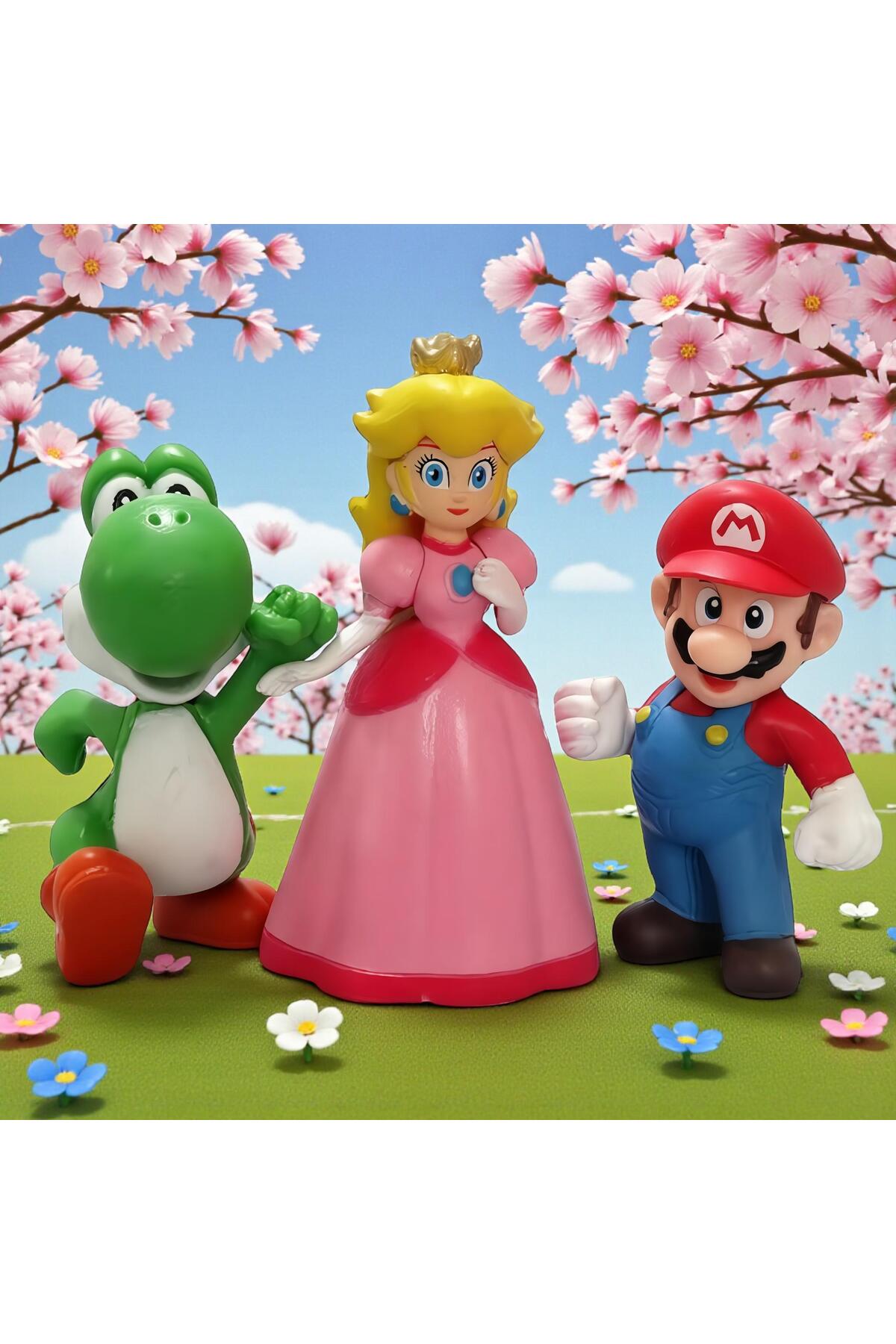 e-life Super Mario Peach Yoshi 3lü Anime Aksiyon Figür Karakter