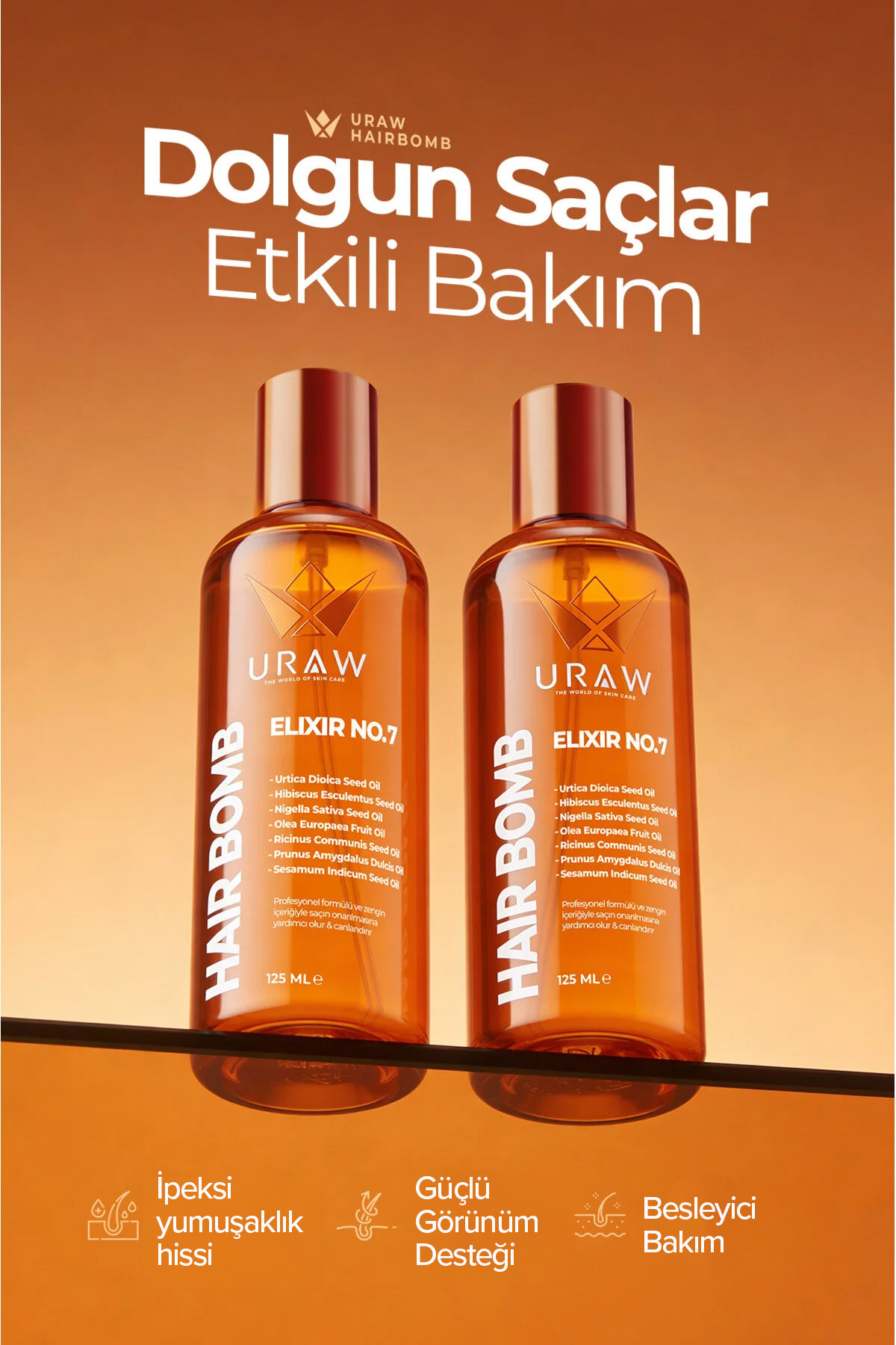 Hair Bomb Saç Bakım Yağı | Yeniden Yapılandırıcı ve Besleyici 125 ml — Urw84 — تصویر 3 از 7