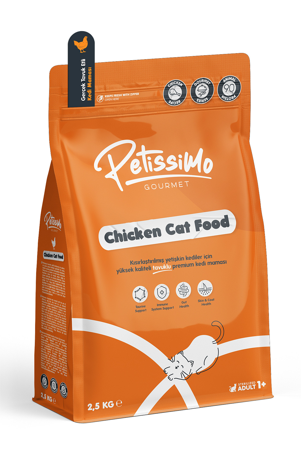 Petissimo Gourmet Gerçek Tavuklu Premium Yetişkin Kedi Maması 2,5 Kg - Kısırlaştırılmış, Düşük Tahıllı