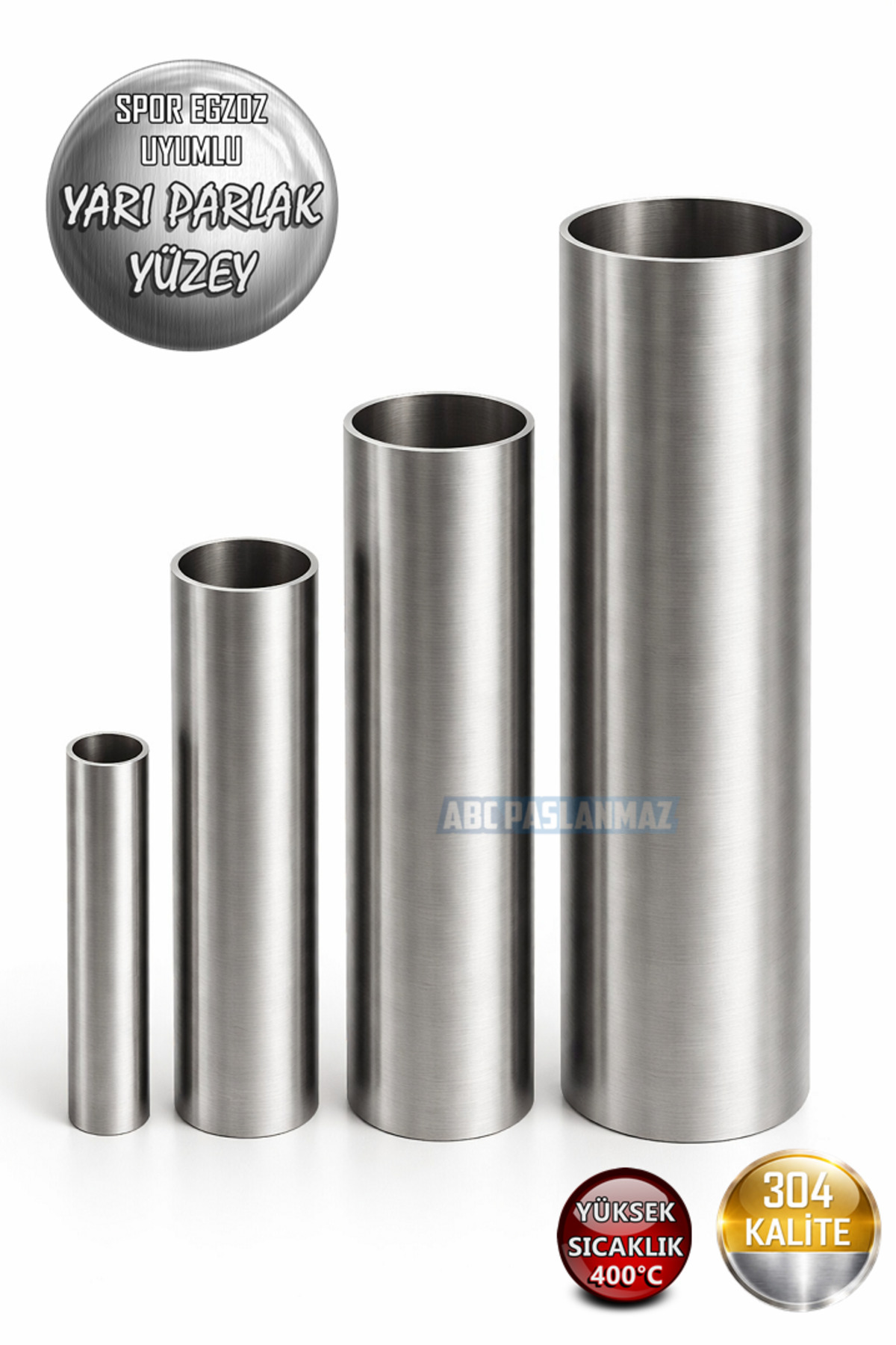 abcpaslanmaz Boru 60mm Egzoz Borusu Boy: 150cm Paslanmaz Eksoz