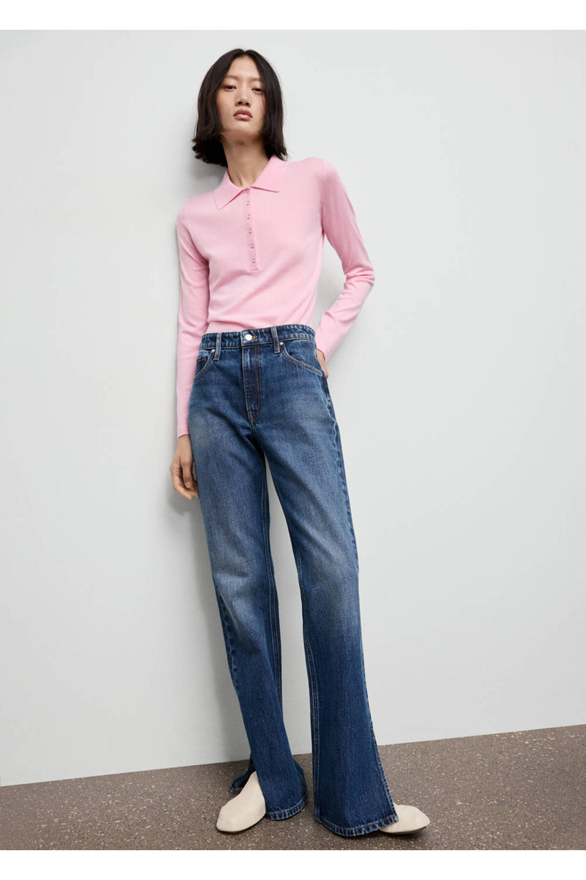 MANGO Woman Polo yaka uzun kollu kazak görsel 2