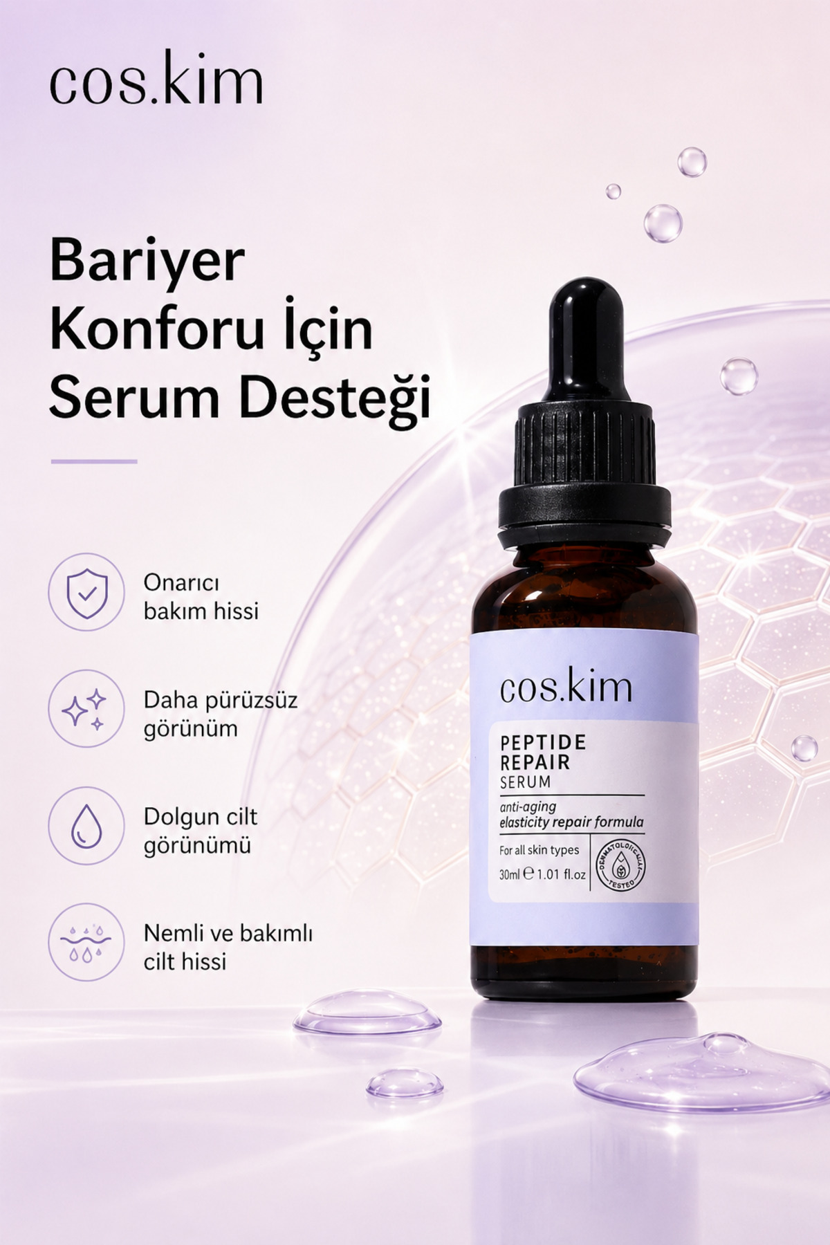 Peptit Içeren Onarıcı - Kırışıklık Ve Yaşlanma Karşıtı Cilt Bakım Serumu 30 ml — MK012 — تصویر 2 از 8