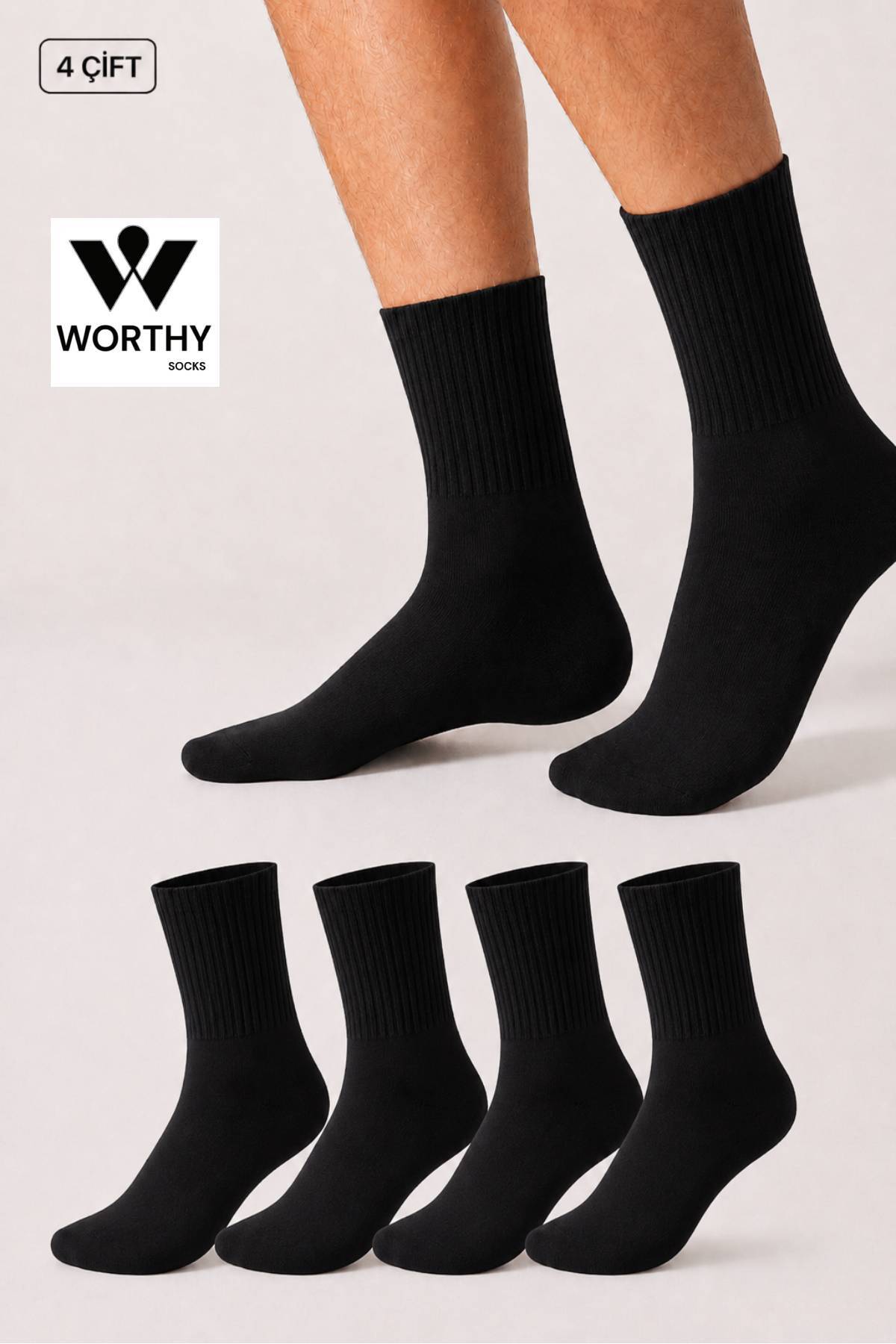 WORTHY SOCKS 4'lü Atletik Spor Tenis Kolej Çorap