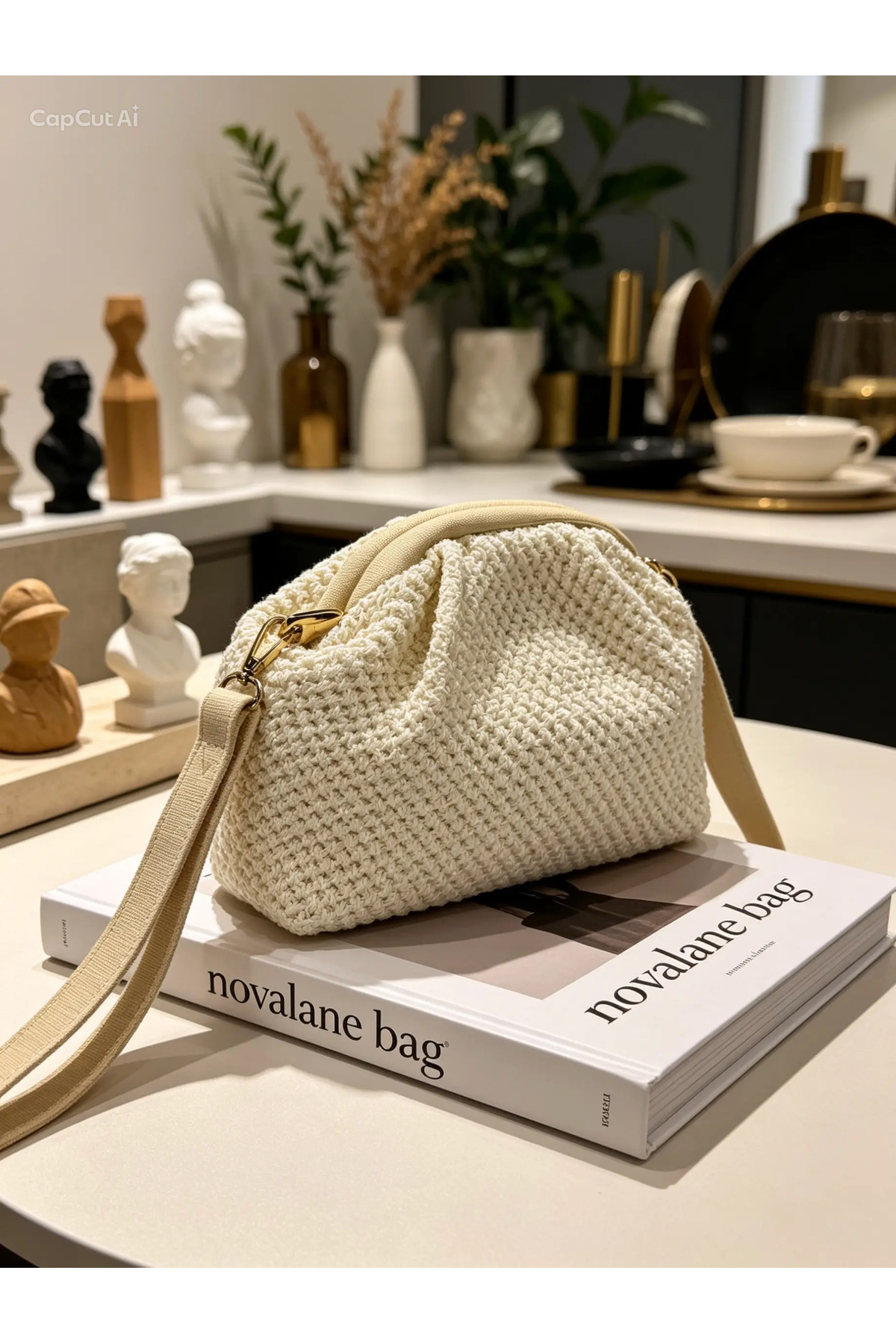 NOVALANE BAG Zincir askılı hasır clutch el çantası görsel 3