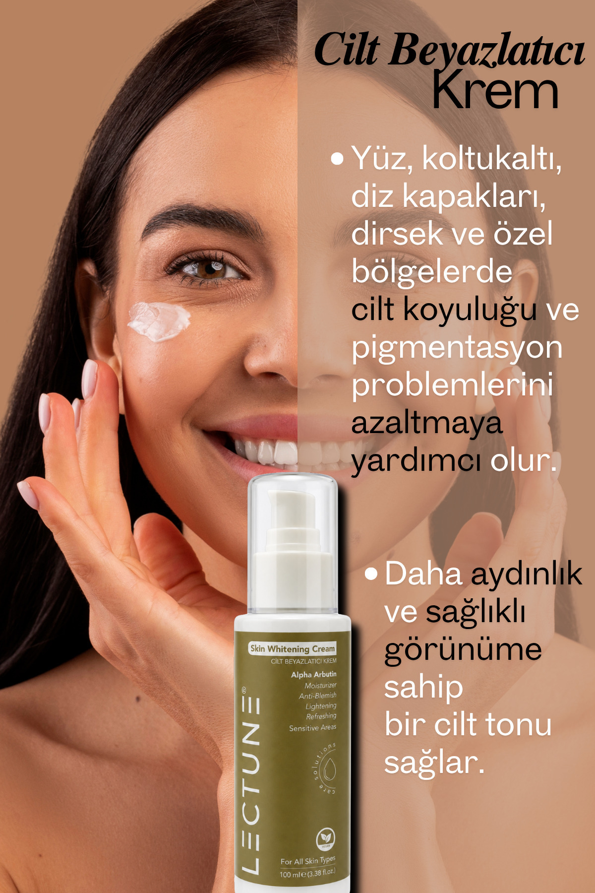 Cilt Beyazlatıcı Krem | Kararma Karşıtı Beyazlatma, Koltukaltı, Dirsek, Diz, Hassas Bölge | 100ml — LECWC105 — تصویر 4 از 7