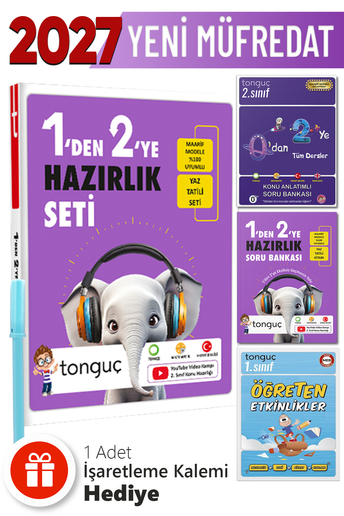 Tonguç Yayınları 1'den 2'ye Hazırlık Seti 3 Kitap+ Hediyeli