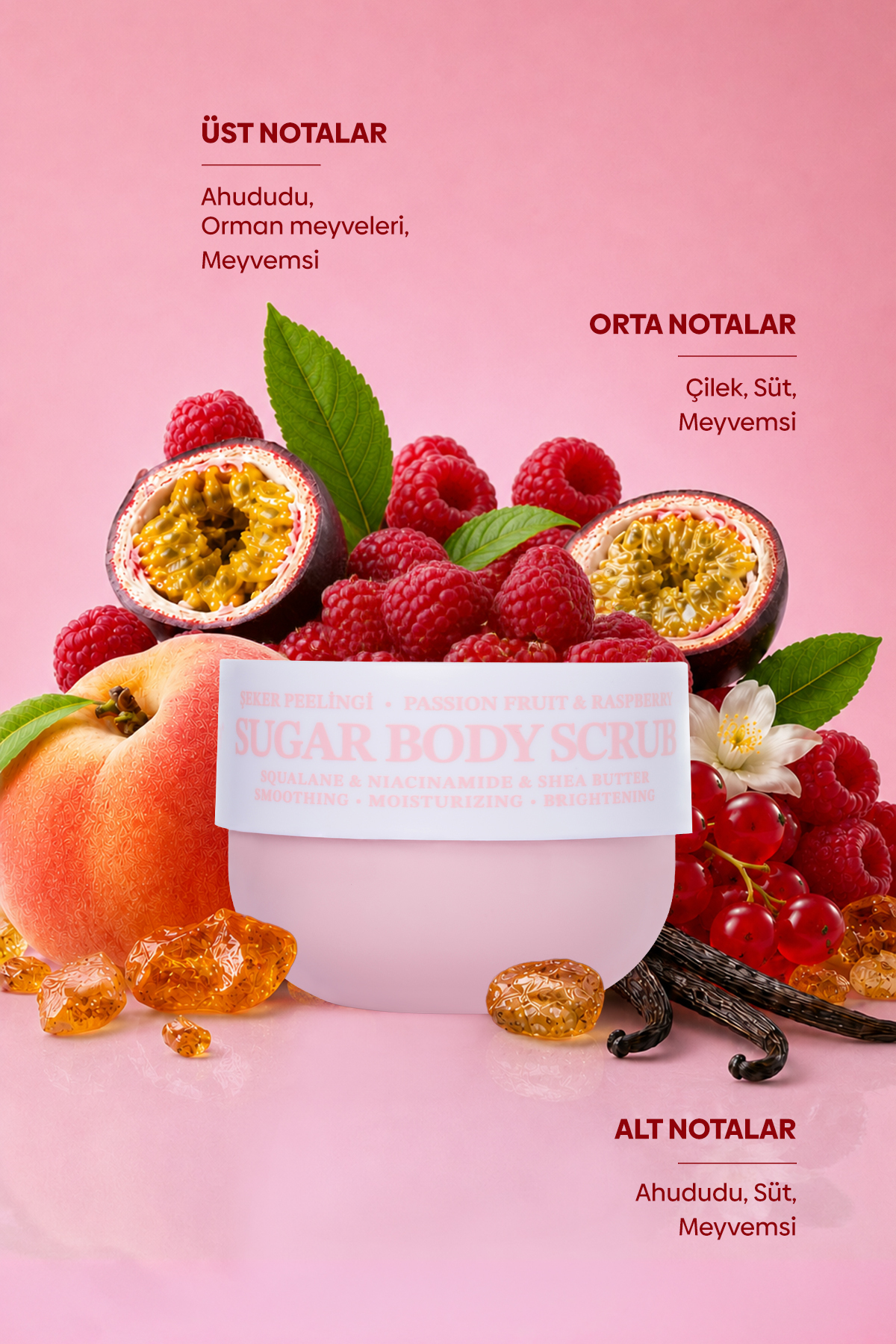 Pürüzsüzleştirici ve Nemlendirici Vegan Şeker Peelingi (Scrub) -Raspberry&Passion Fruit- 330 gr — 90c05503-4a33-50f8-9a0a-89ebaa081005 — تصویر 5 از 9