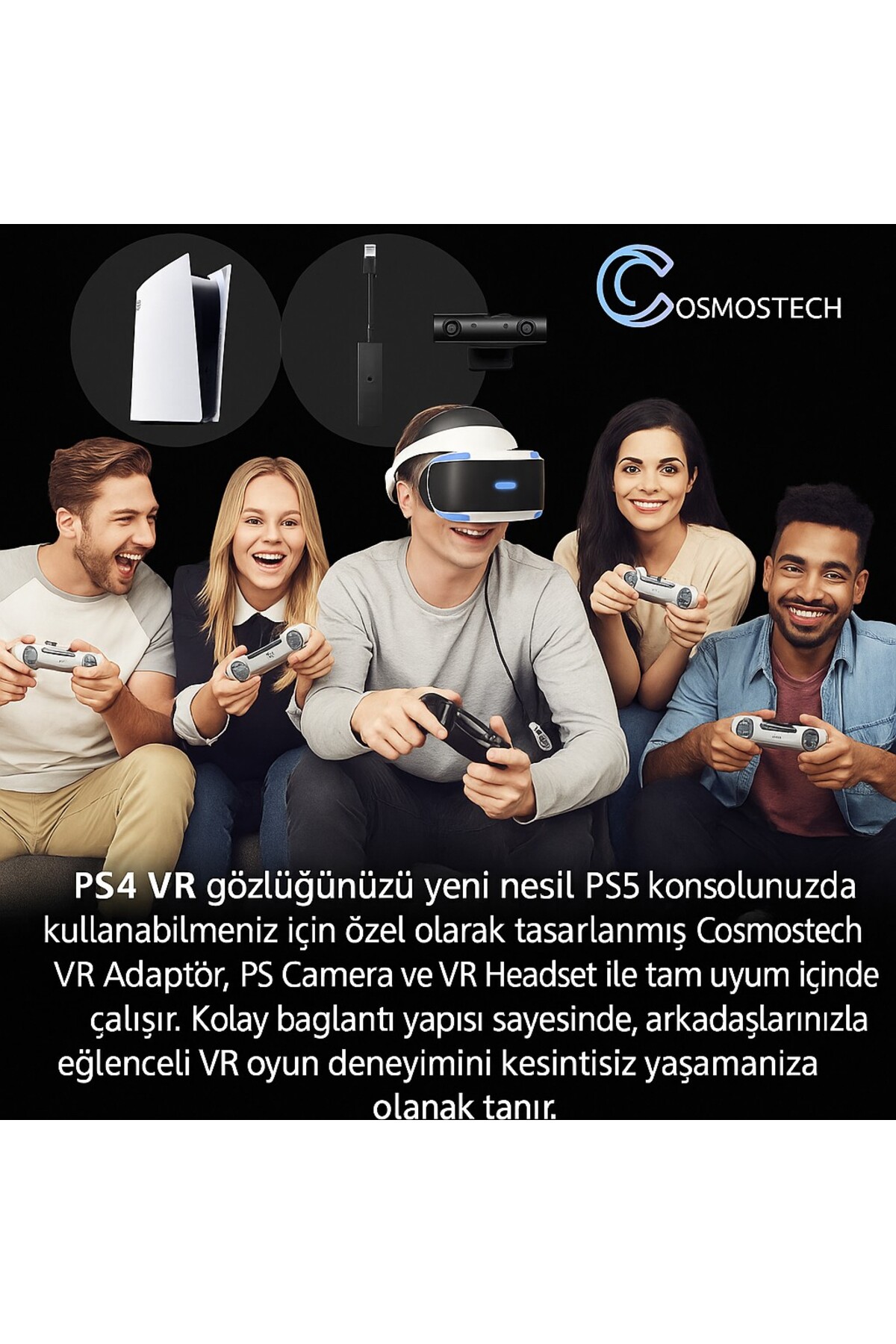 cosmostech Ps5 Vr Adaptör – Ps4 Sanal Gerçeklik Gözlüğü Vr Kamera