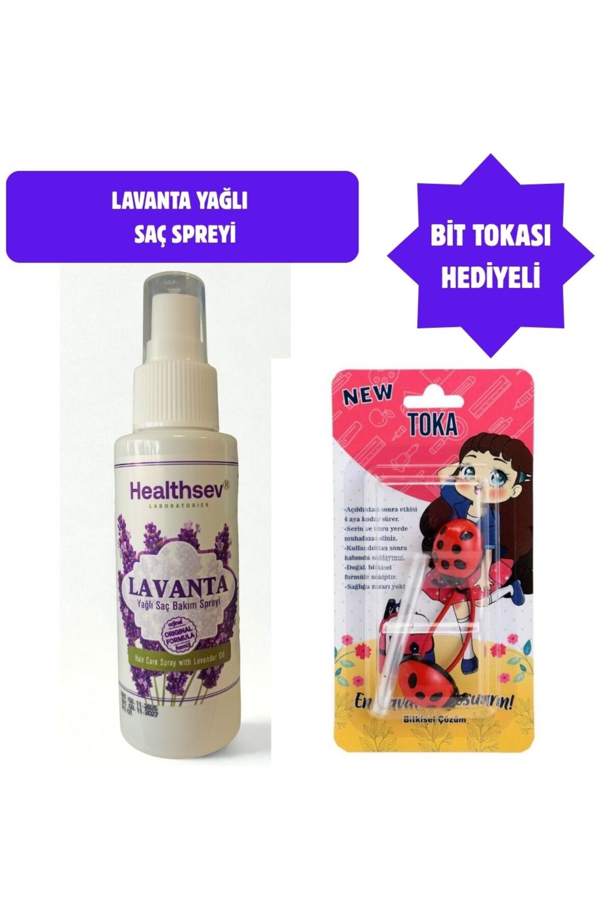 Lavanta yağlı Saç Bakım Spreyi 100 ml Bit Tokası hediyeli set — healthsev2
