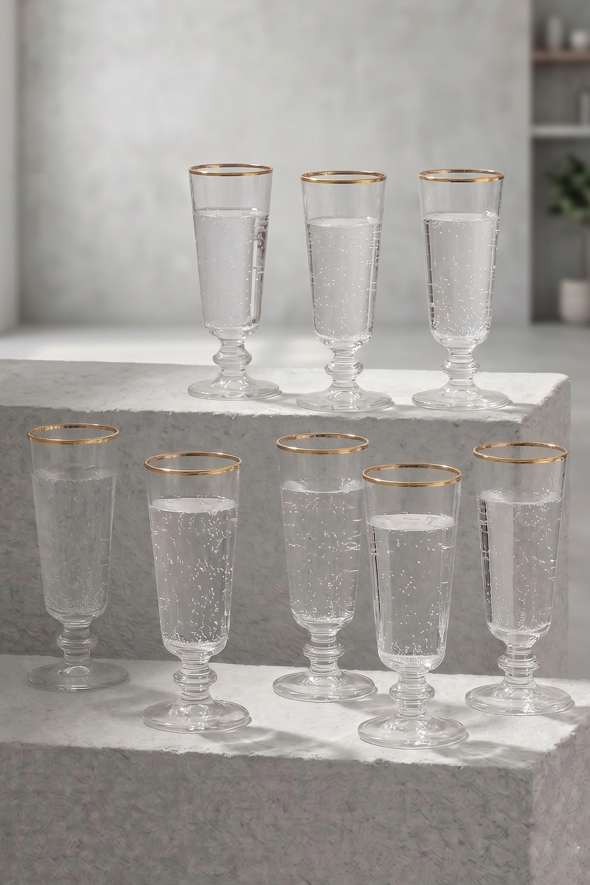 Pure Gold Gilded Imported 8-Piece Coffee Side Glass Set 180 cc