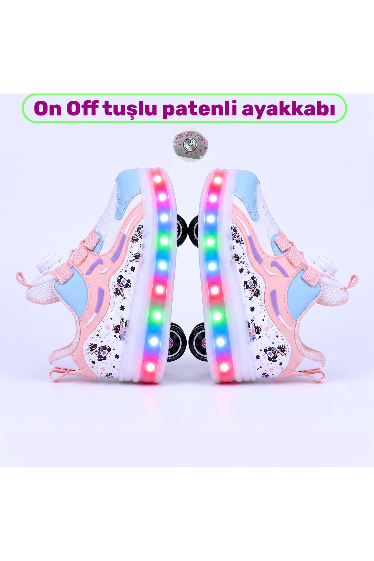 SKATED LIGHT-UP PINK SNEAKERS 4-WHEEL SKATE