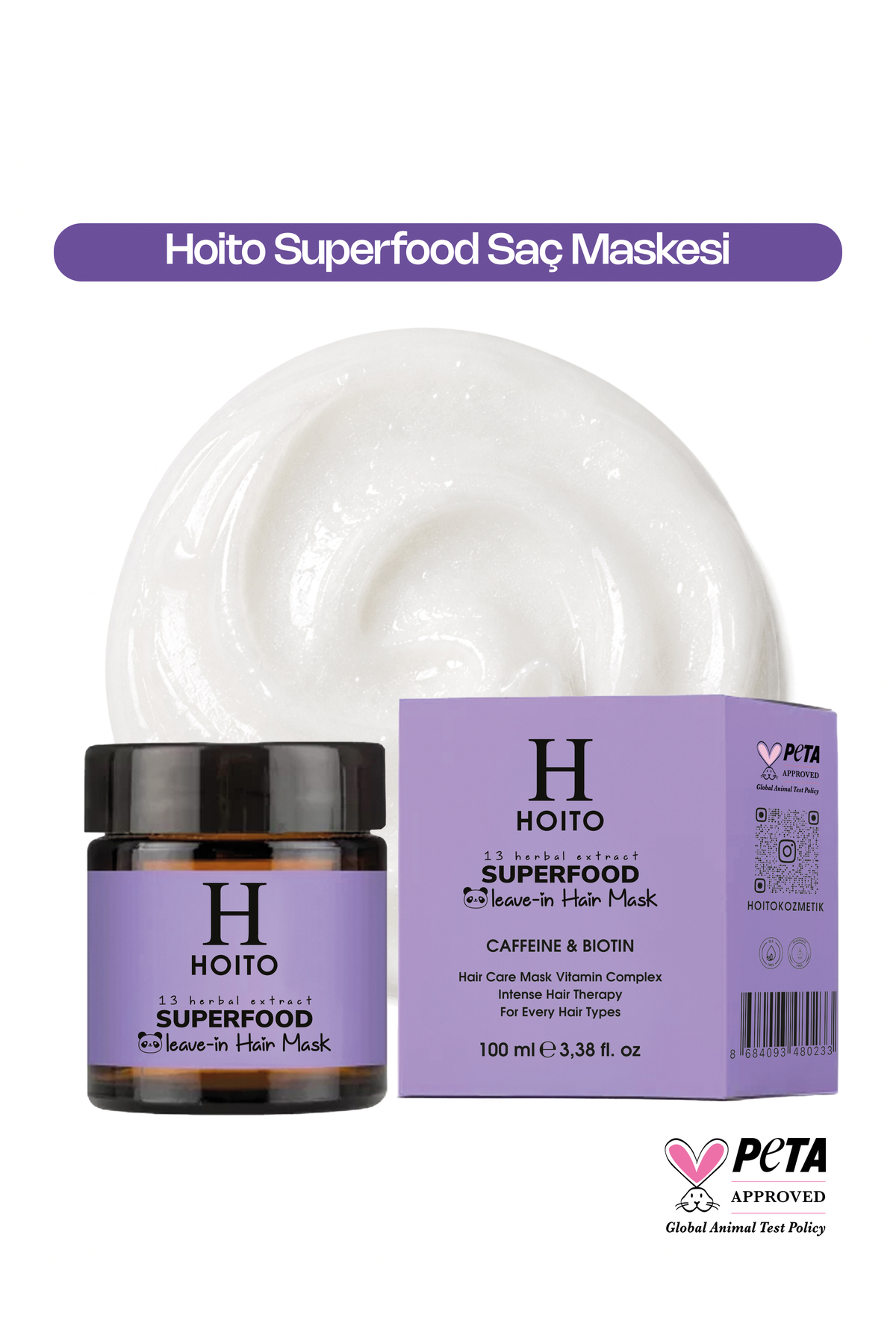 Hoito Superfood Leave-In Hair Mask (100 ml) - Besleyici & Onarıcı Durulanmayan Saç Bakım Maskesi — H10022