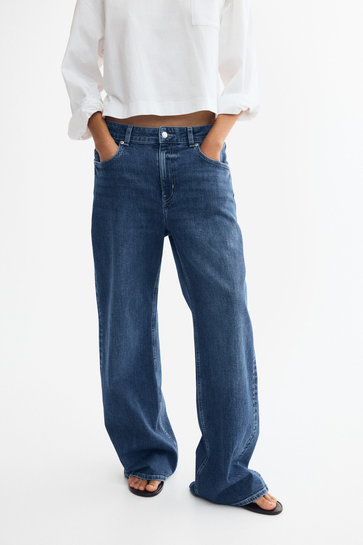 H&M Wide High Waist Jeans görsel 2