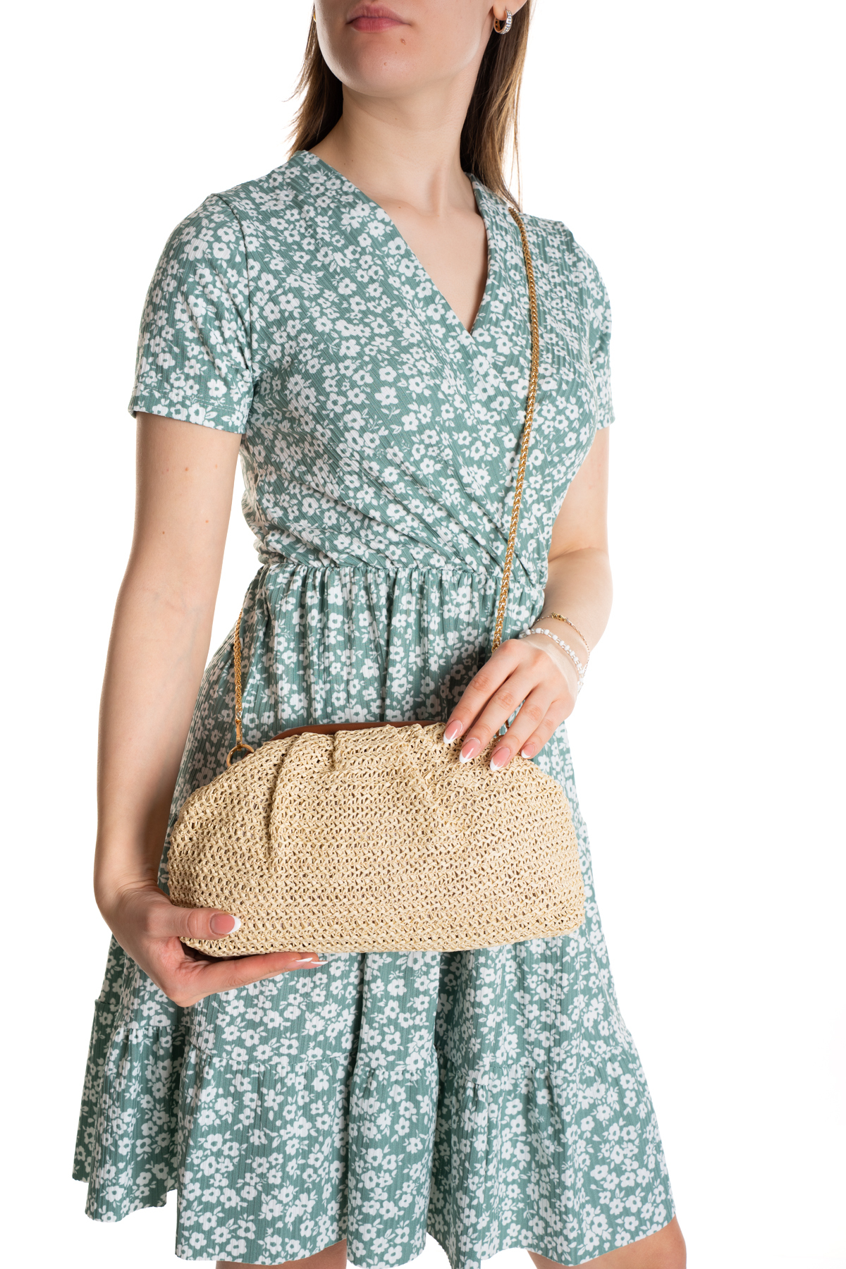 Adelina Bags Kadın Burslu Hasır Çanta Portföy Clutch Omuz Çantası El ve Omuz Askılı Hasır Çanta görsel 6