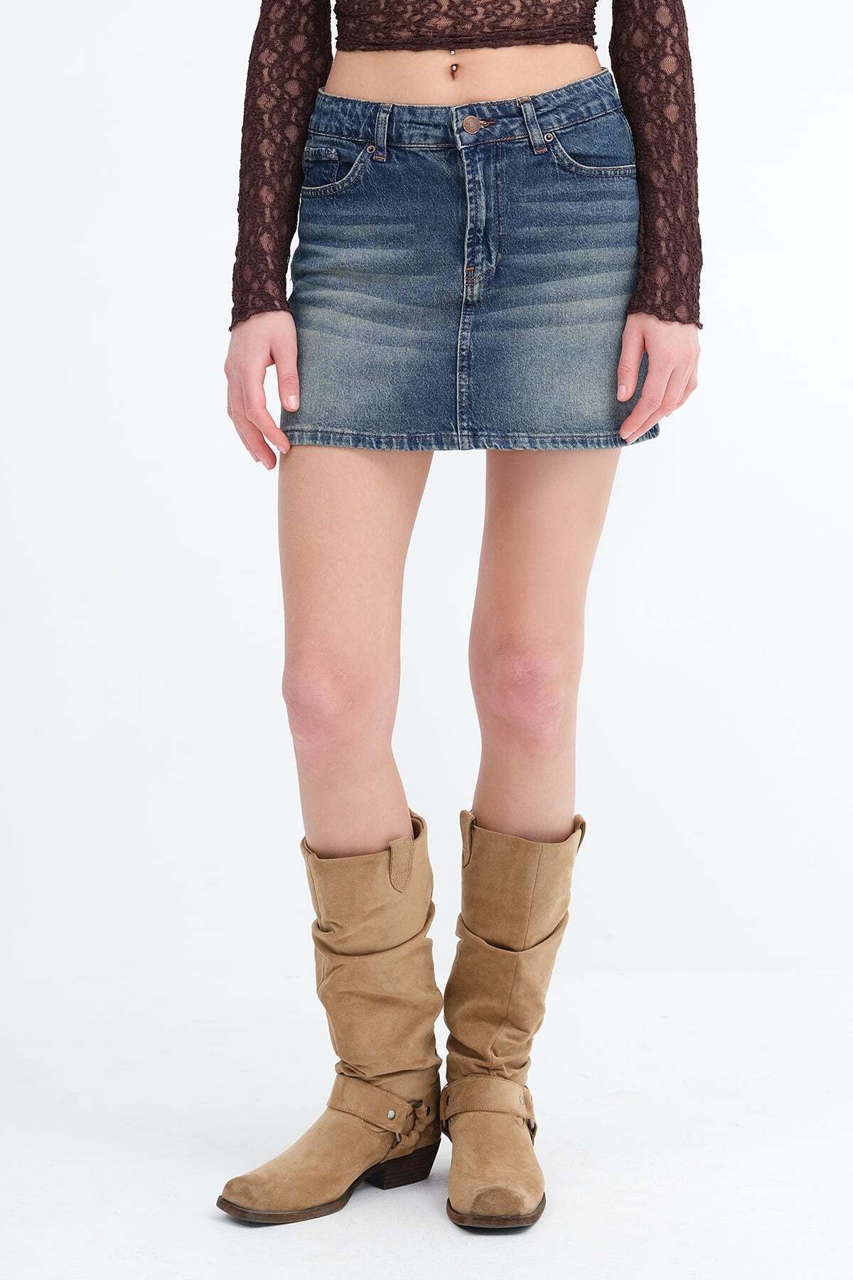 Addax Mini Denim Etek E1045 görsel 2