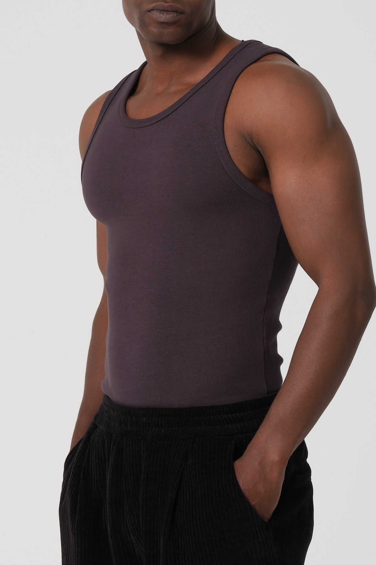 gamaro Erkek Halter Yaka penye kaşkorse fitted kalıp Sporcu Likralı Atlet görsel 6