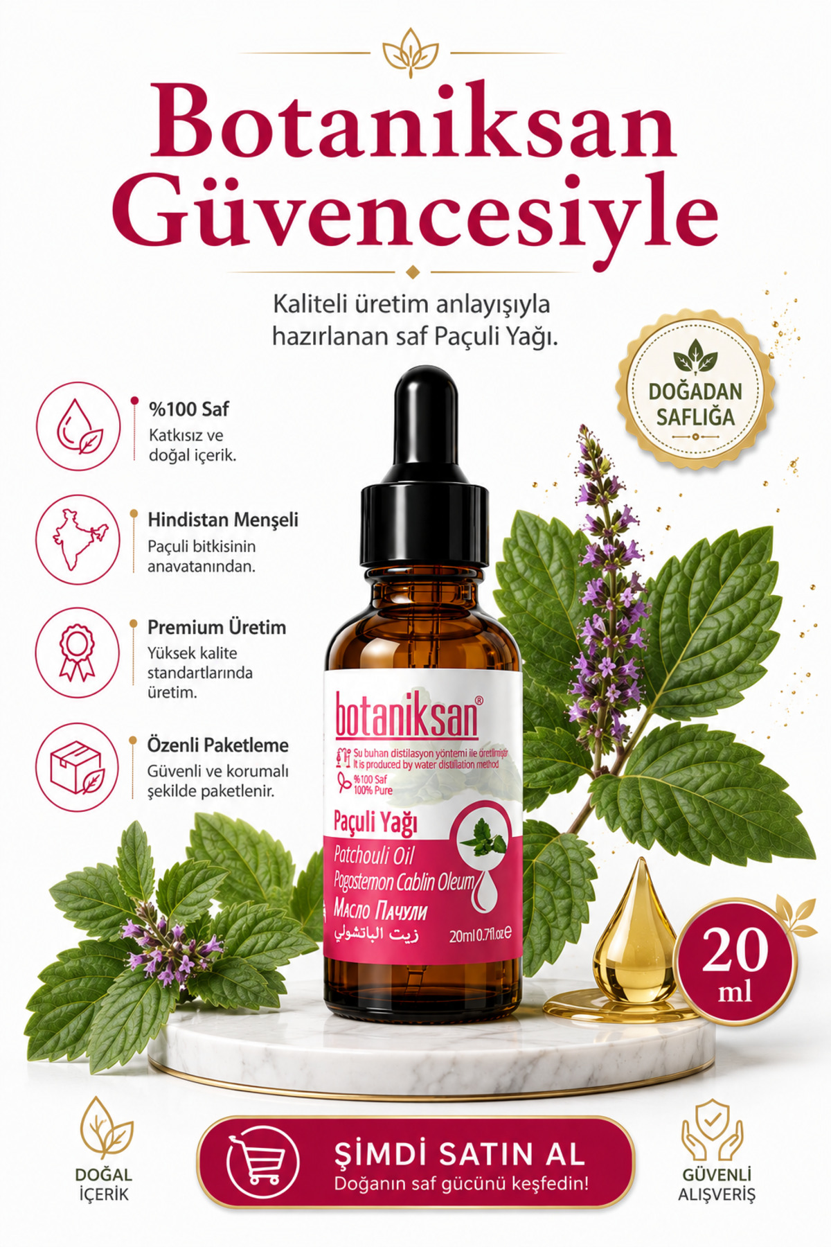 Paçuli Yağı 20 ml Distilasyon Saf Doğal Katkısız — PAÇULİ YAĞI 20ML — تصویر 8 از 8
