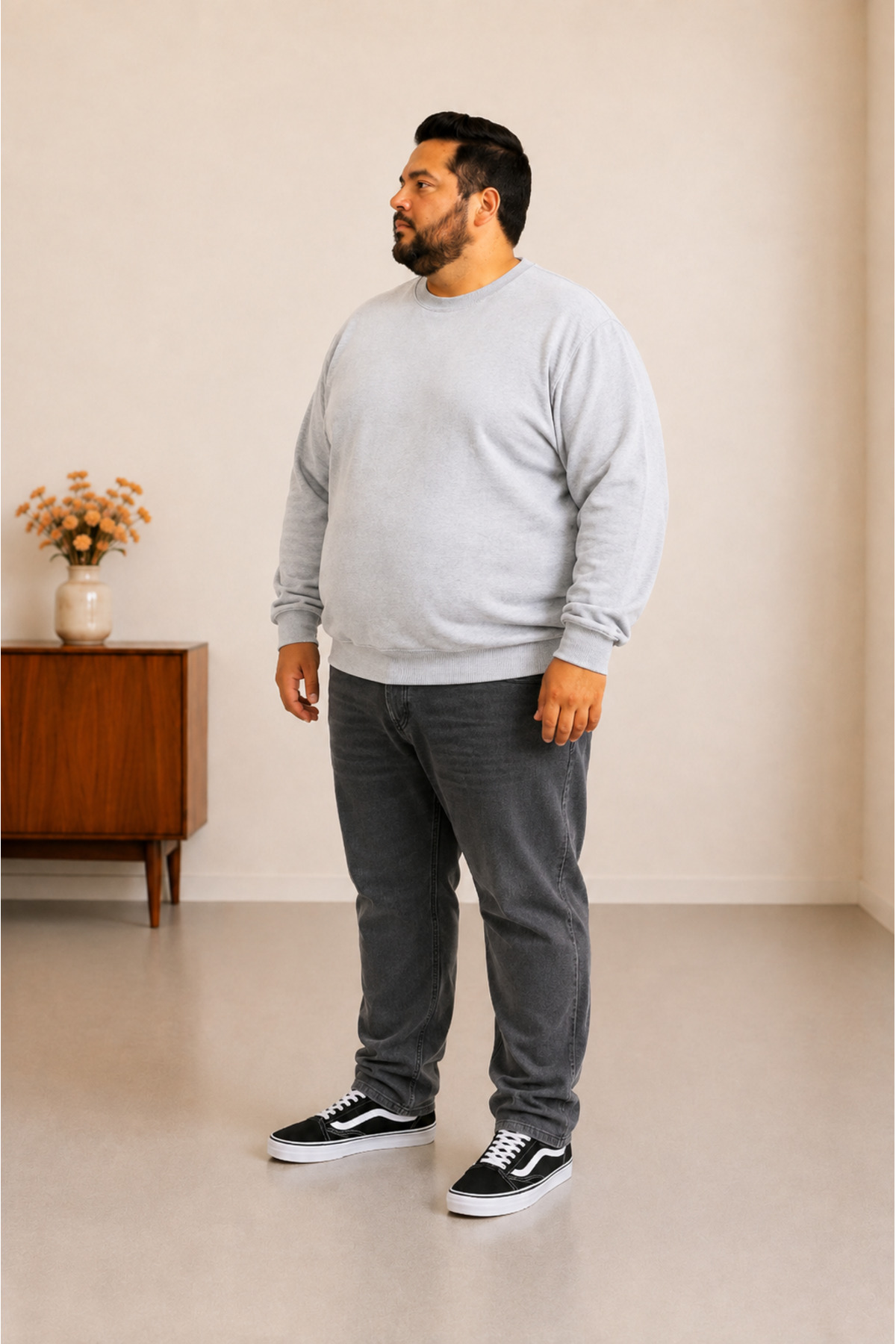 sngl tekstil Erkek Büyük Beden Oversize 3 İplik Uzun Kollu Sweatshirt 3xl-4xl-5xl-6xl-7xl-8xl-9xl görsel 2