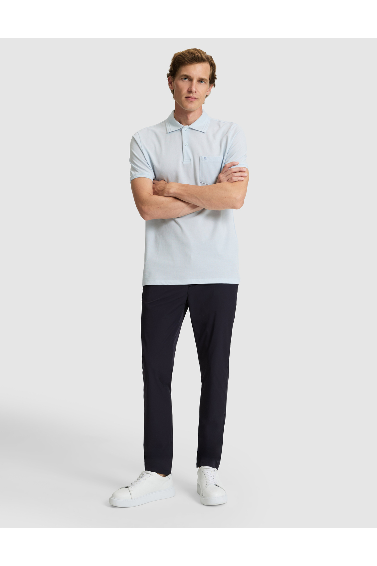 شلوار کتان اسلیم فیت سرمه‌ای مدل Jogger کد ۵۰۳۰۵۸۸۰-VR033 پیر کاردین شلوار Pierre Cardin