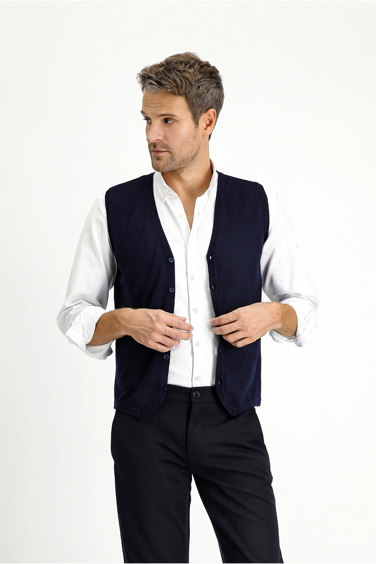 Kiğılı Slim Fit Dar Kesim Yünlü Triko Yelek