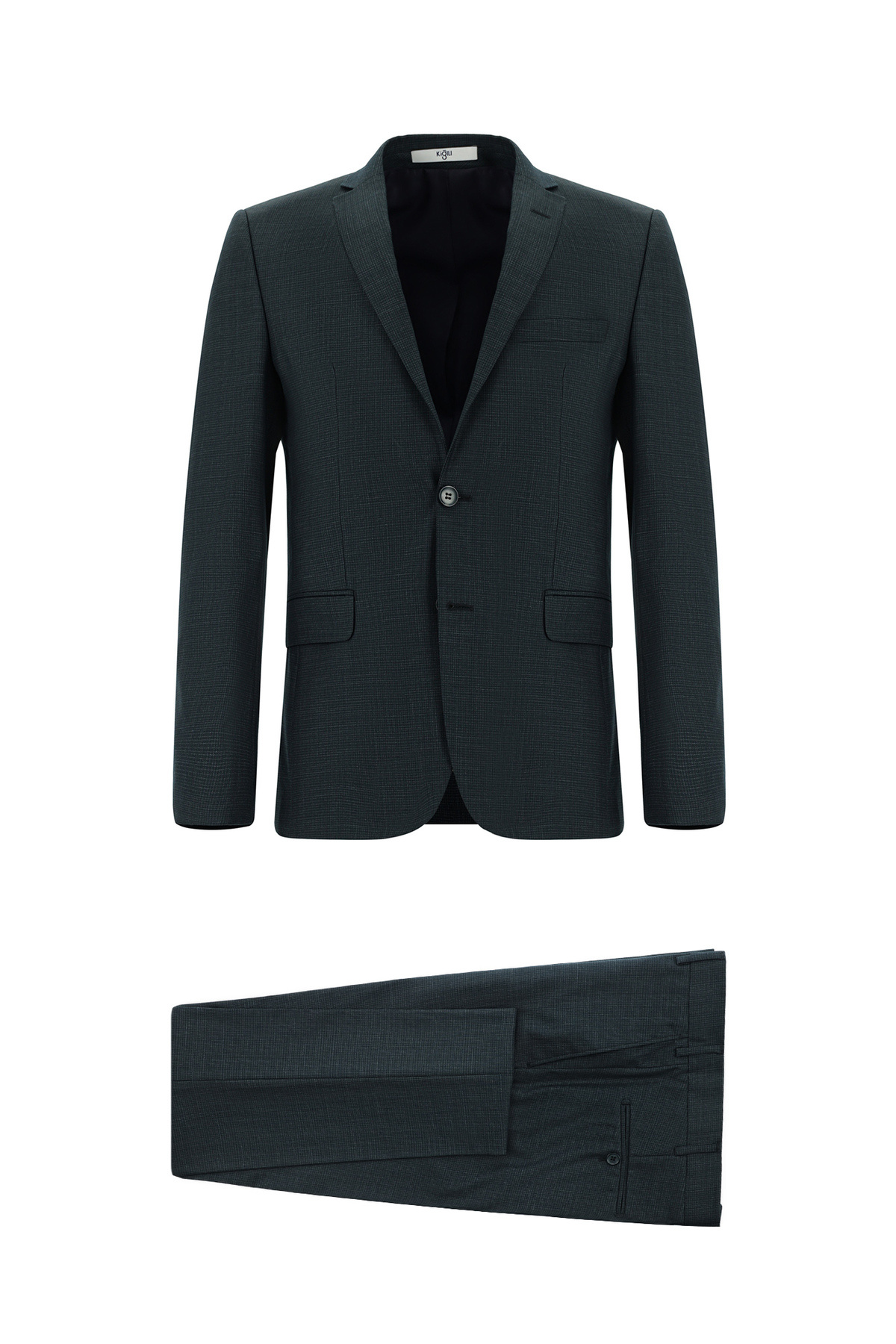 Kiğılı کیگیلی 7 Drop Super Slim Fit Eksra Dar Kesim Desenli Takım Elbise — سبز KSSZ1E70AR002