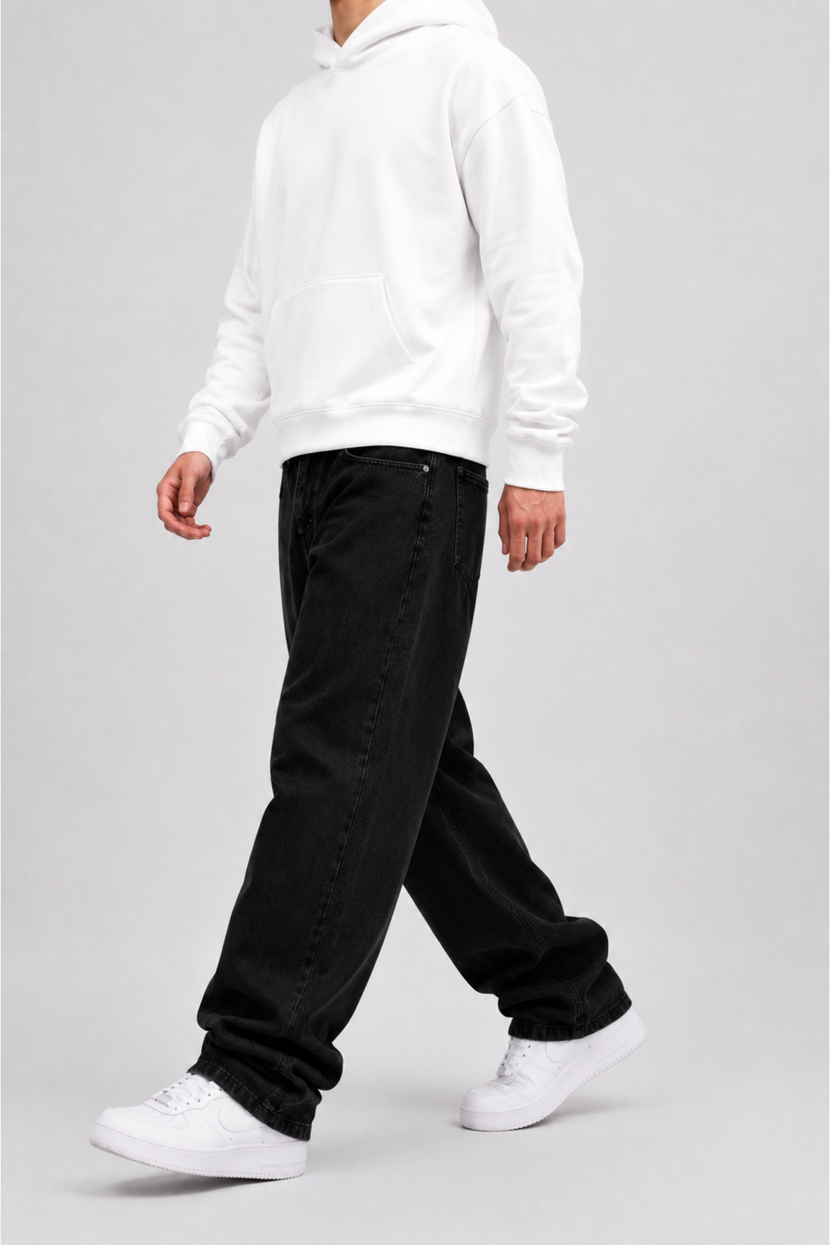Lyvens Erkek Siyah Baggy Jean Pantolon görsel 5