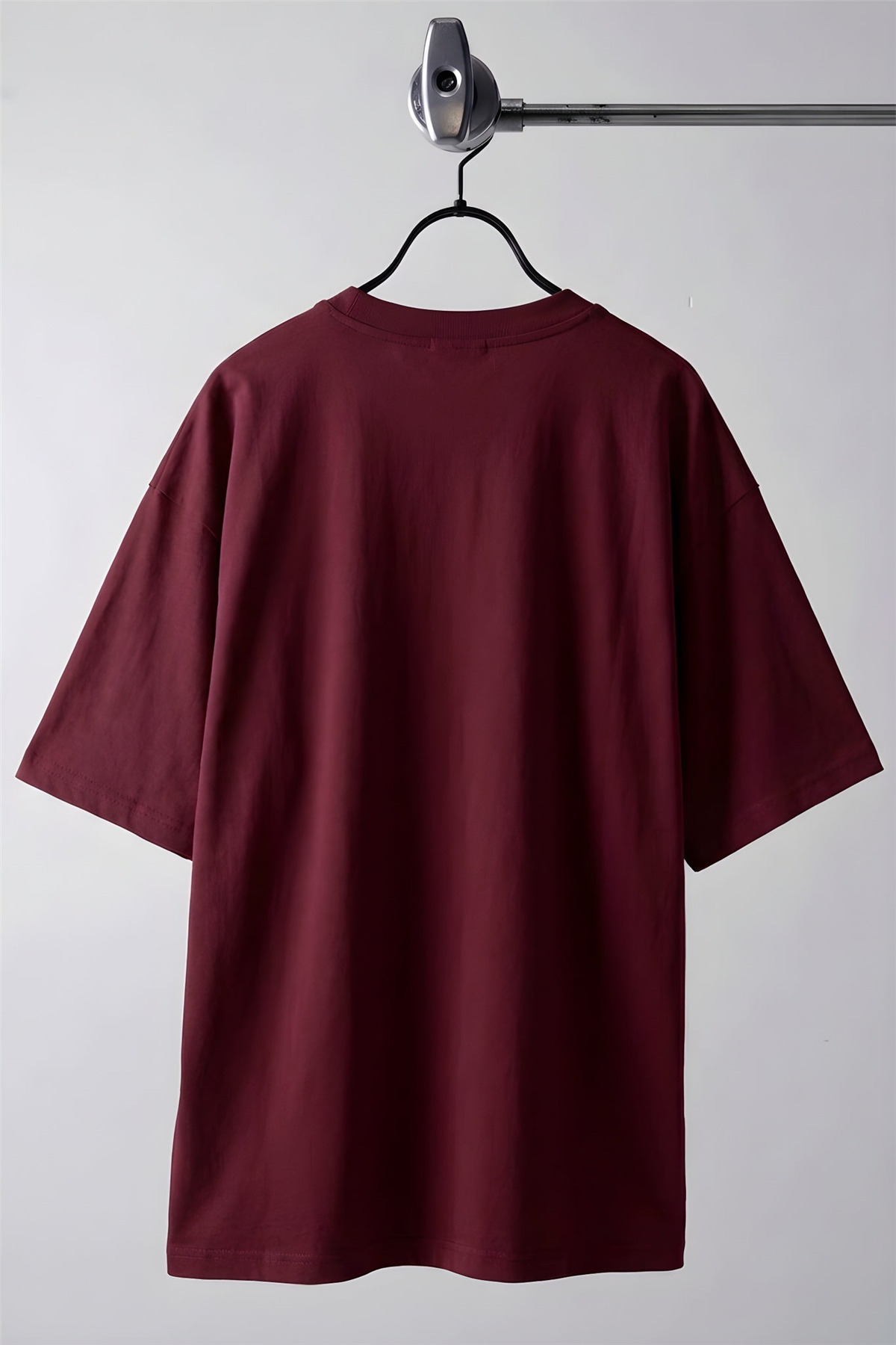 Teenage Millionaire Erkek Bordo Basic Düz Baskısız Oversize Salas T-Shirt görsel 4