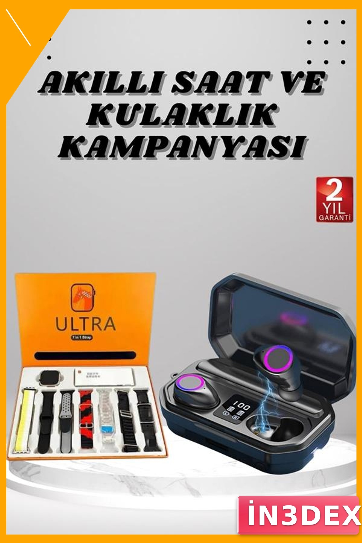 Akıllı Saat ve Bluetooth Kulaklık Seti Powerbankli 2.09 inç HD IPS