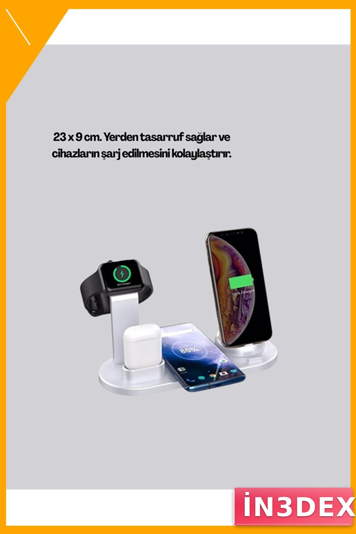 Kablosuz Şarj İstasyonu Hızlı Şarj iPhone Saat Kulaklık