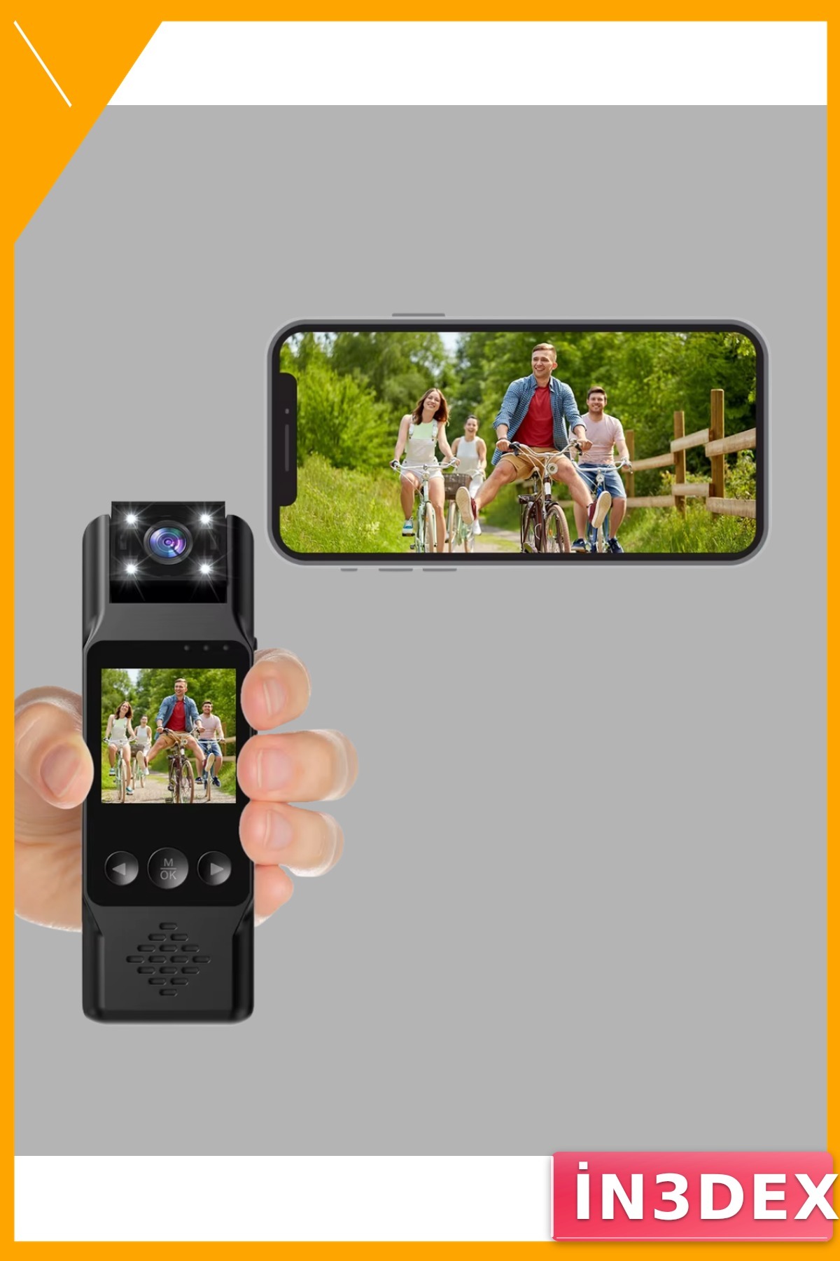 Full HD 180° Dönebilen Mini Kamera Hareket Sensörlü TFT Ekran