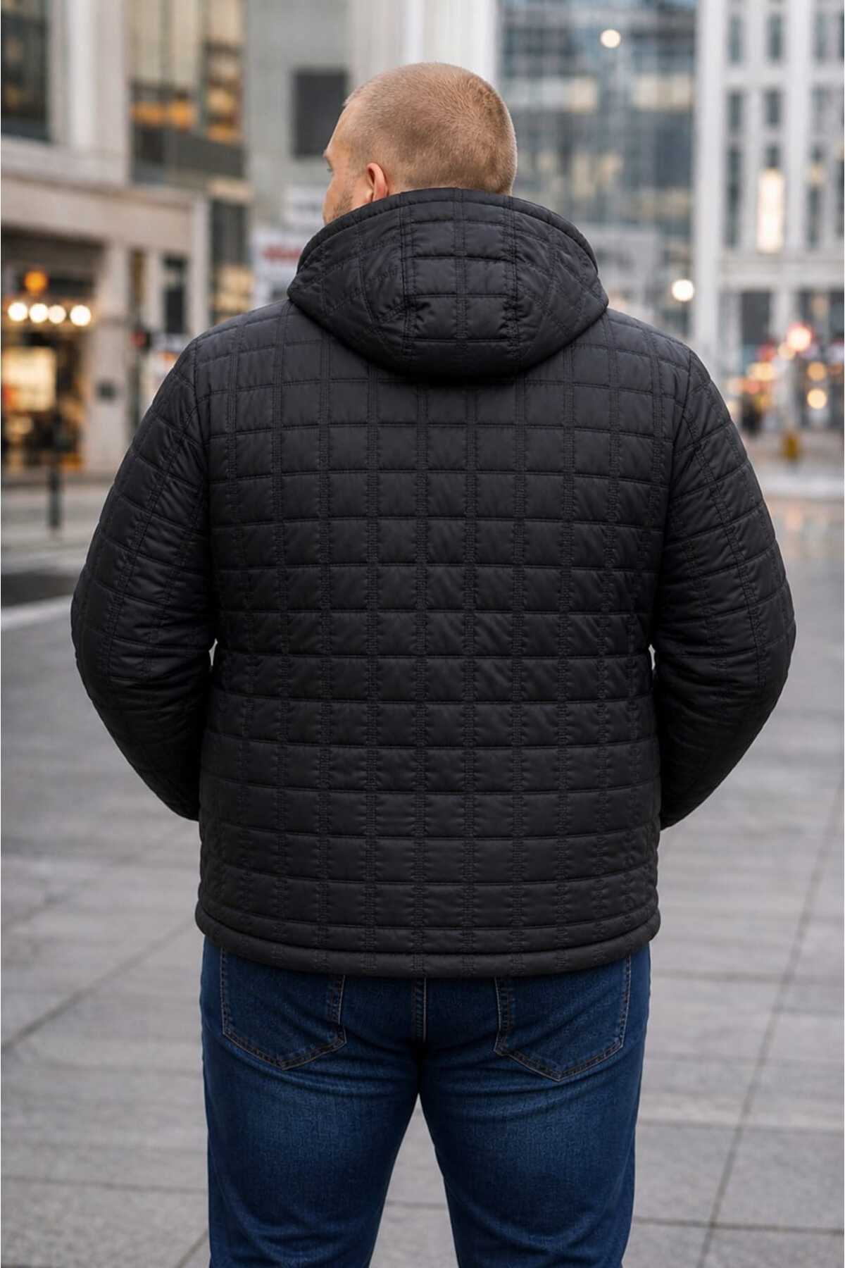 OKER BÜYÜK BEDEN ERKEK seyyar KAPÜŞONLU HAFİF KIŞLIK KAPİTONE MONT,KABAN 4,5,6,7,8XL. görsel 7
