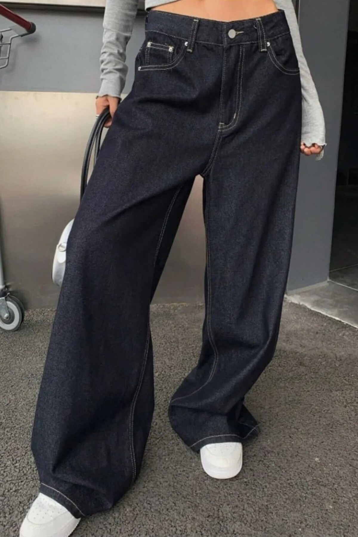 Genel Markalar Lacivert - Baggy Kot Pantolon görsel 3
