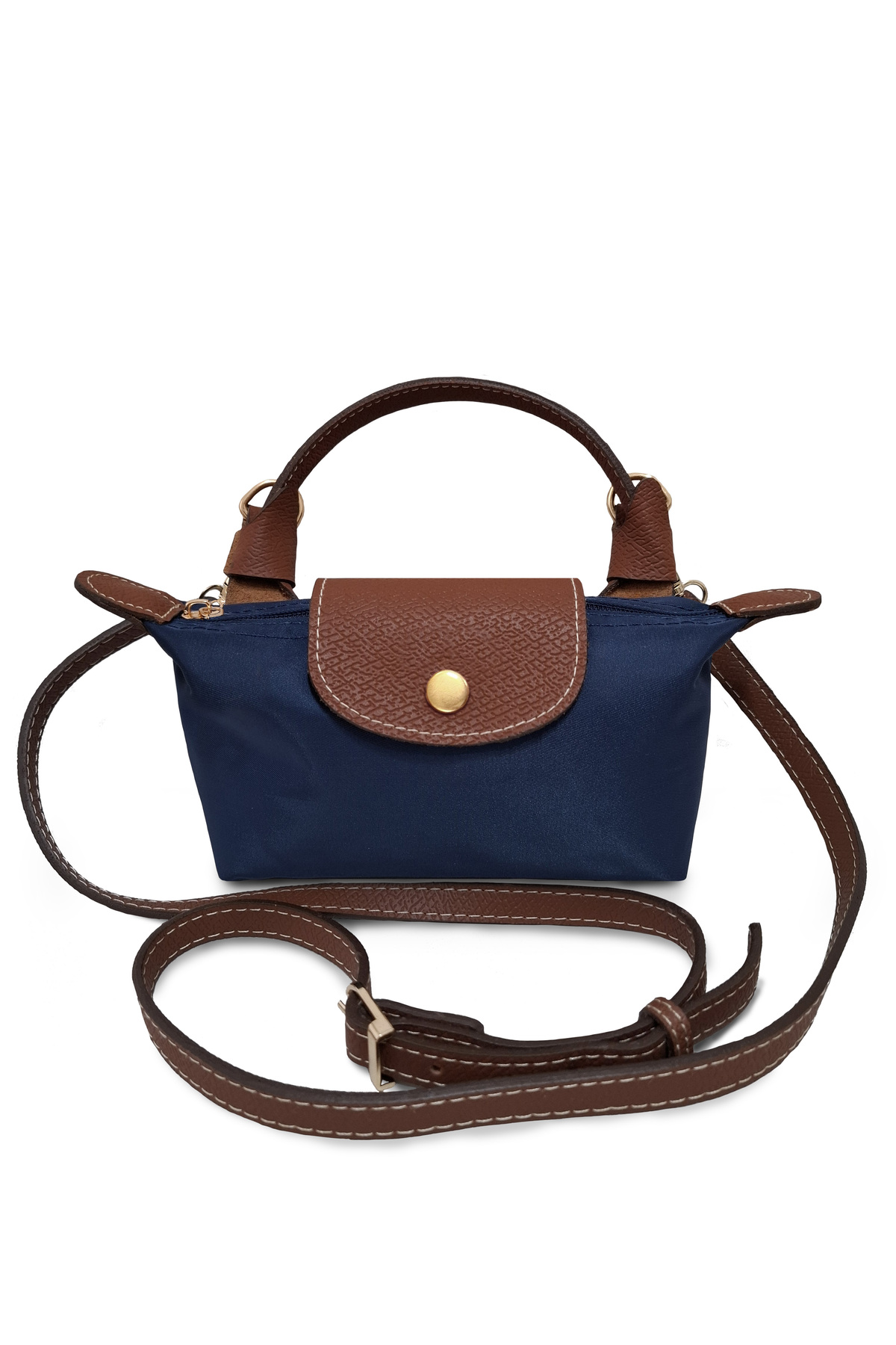 Women's Small Hand and Shoulder Bag Navy Blue, Tan Top Quality, Xs