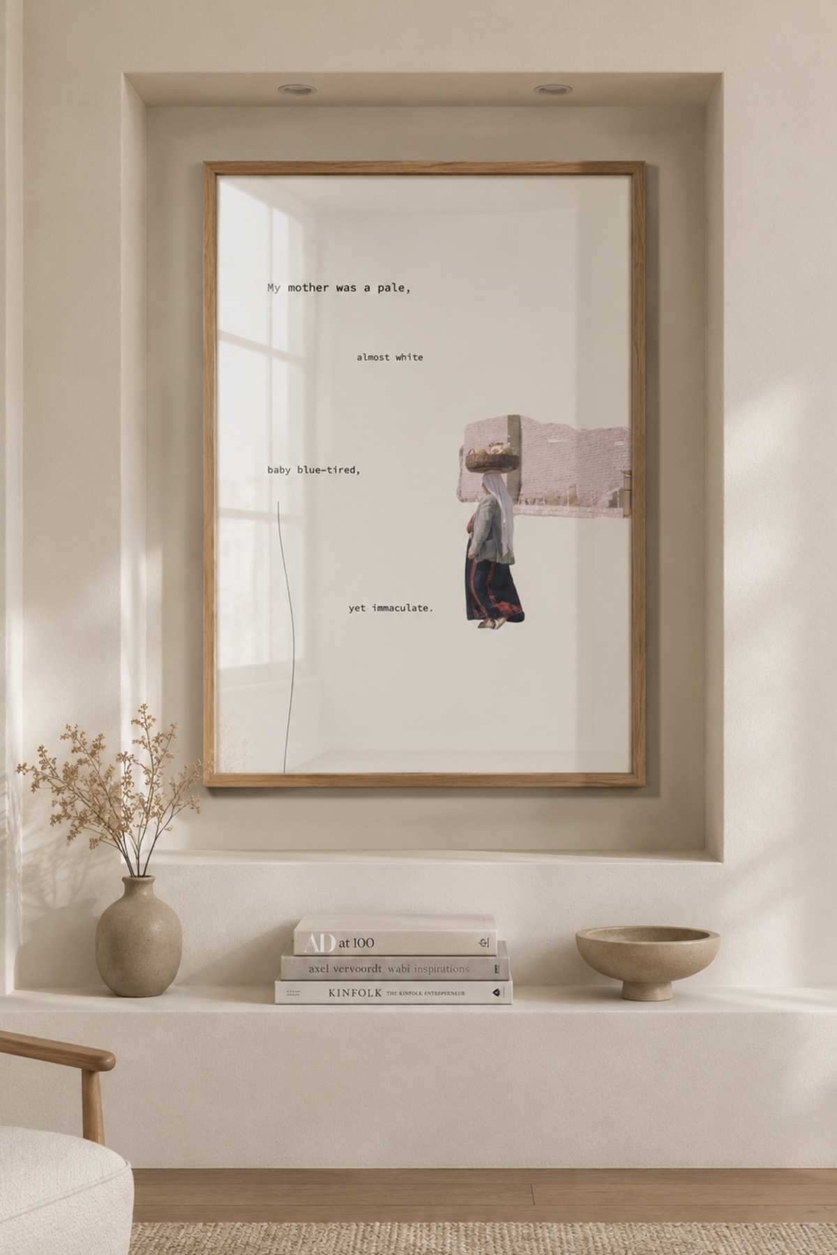 Anne Temalı Minimal Kolaj Tablo Poster Modern Sanat Duvar Dekoru Çerçevesiz