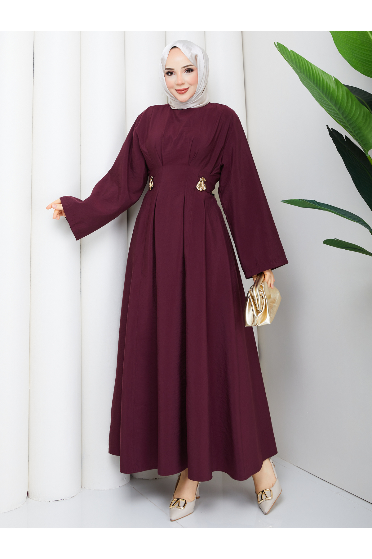 Collet Accessory Belt Detailed Modest Dress RC6051