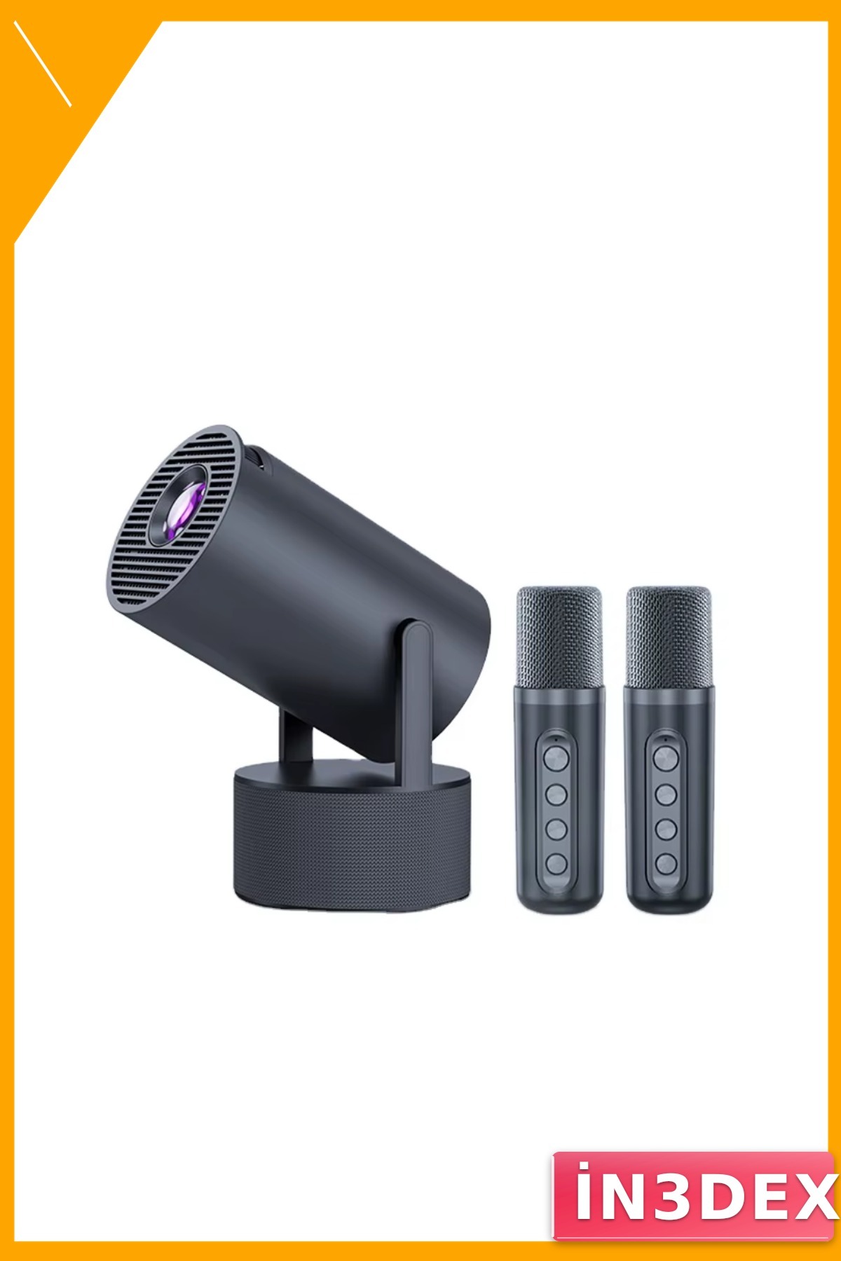 Karaoke Projeksiyon Cihazı 1080P 180° Döner Başlıklı Siyah