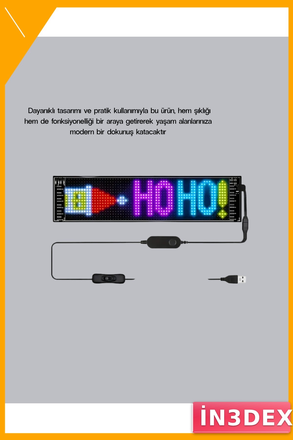 USB Güçlü RGB LED Panel GIF ve Yazı Gösterimli Akıllı Ekran
