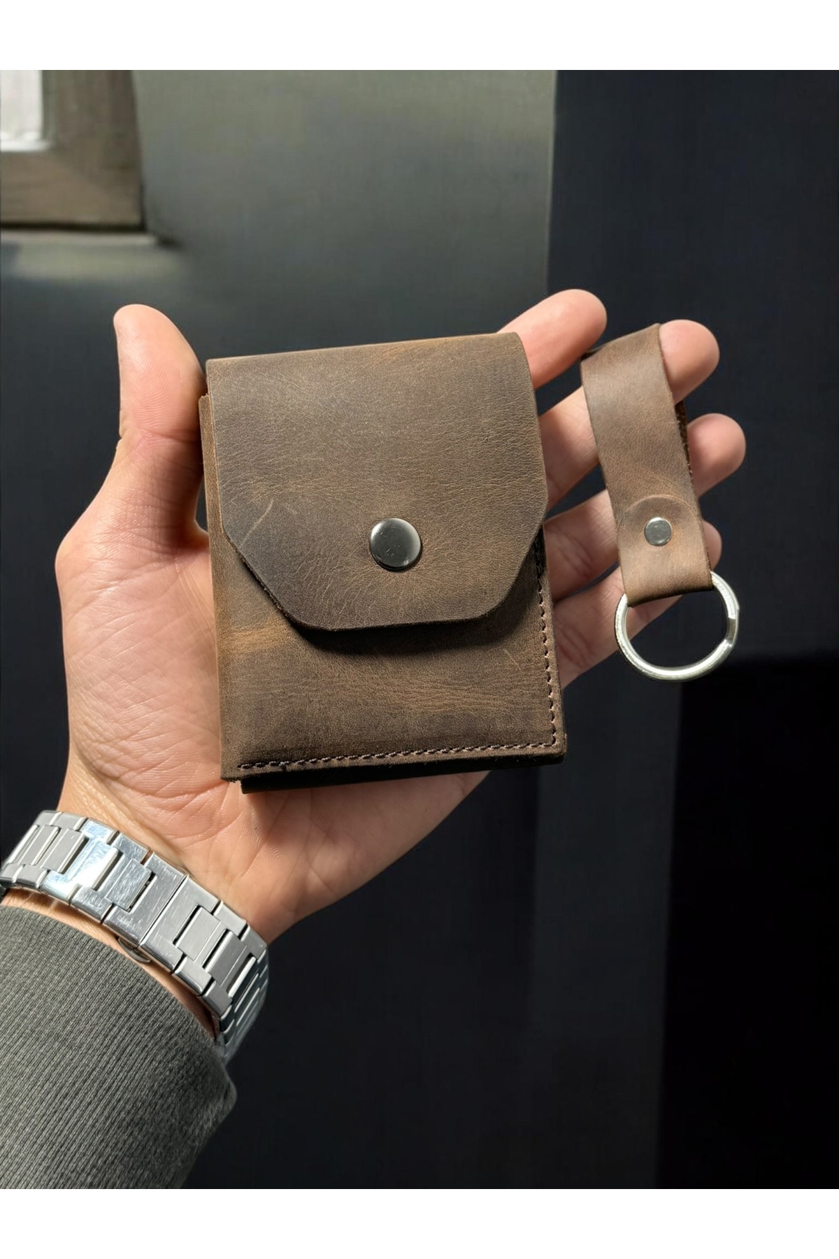 NZCLUB %100 Hakiki Crazy Dana Derisi Çerçeveli Minimalist Cüzdan Para Portföyü Kaliteli Kartlık Cüzdan görsel 2