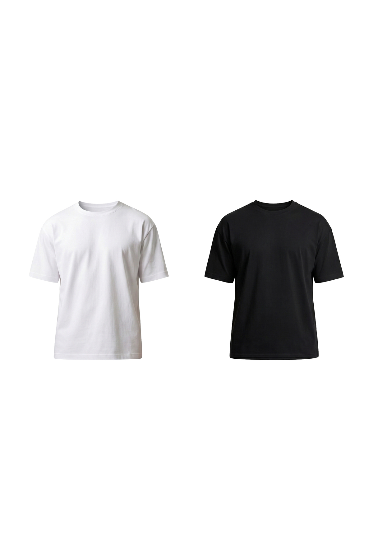 2-Pack Premium 100% Lycra Organic Cotton Basic Slimfit Men's Black-White T-Shirt