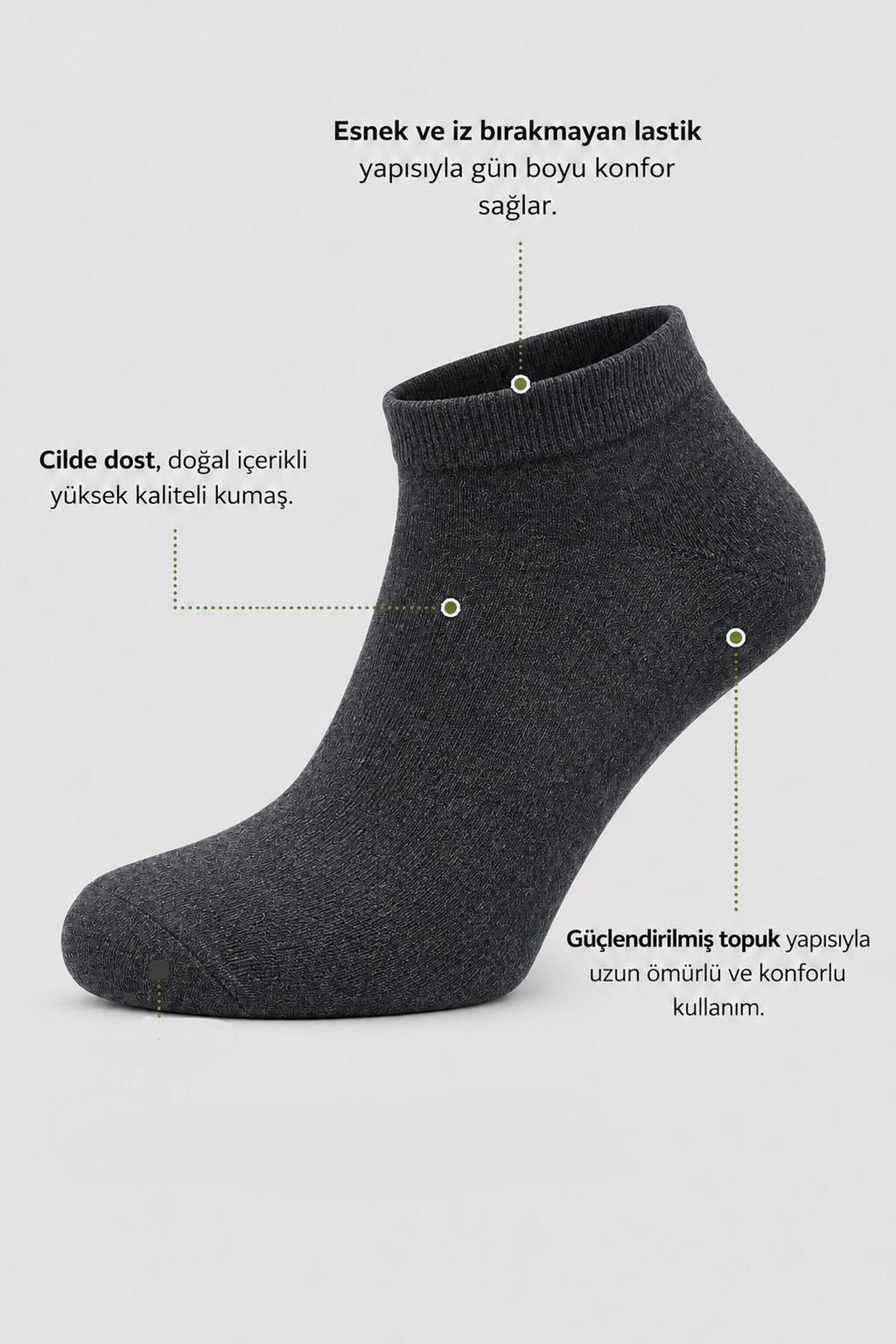 Sky Socks 5'li Erkek Bambu Konforlu Terletmez Koku Yapmaz Renkli Patik Çorap görsel 2